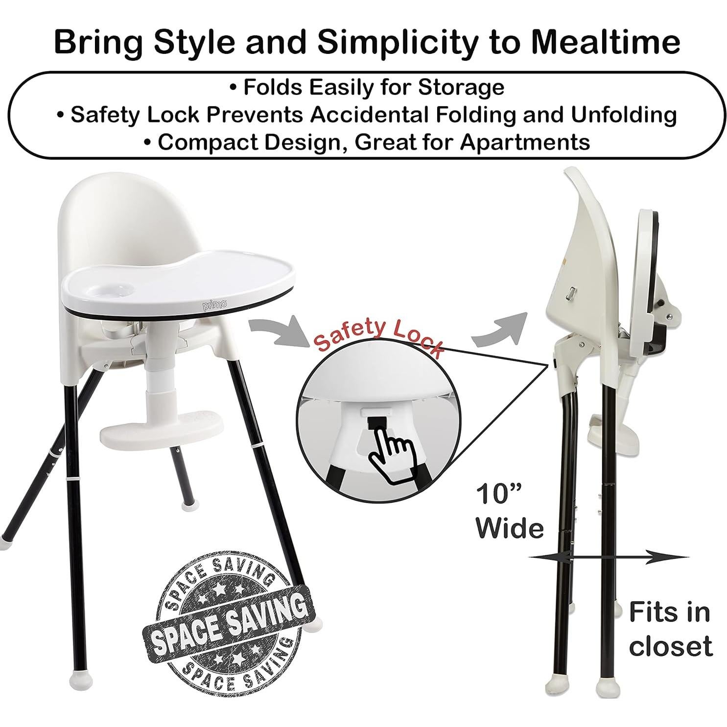 Silla Alta Plegable Cozy Tot Deluxe Negra y Blanca 55.88x50.8 cm