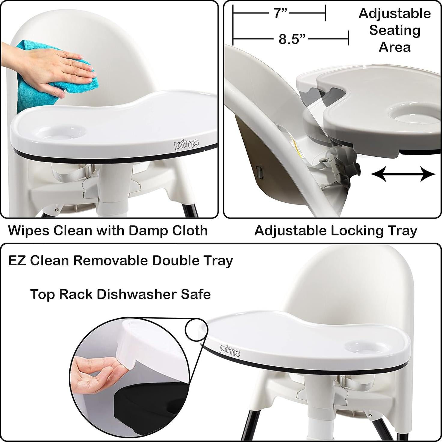 Silla Alta Plegable Cozy Tot Deluxe Negra y Blanca 55.88x50.8 cm