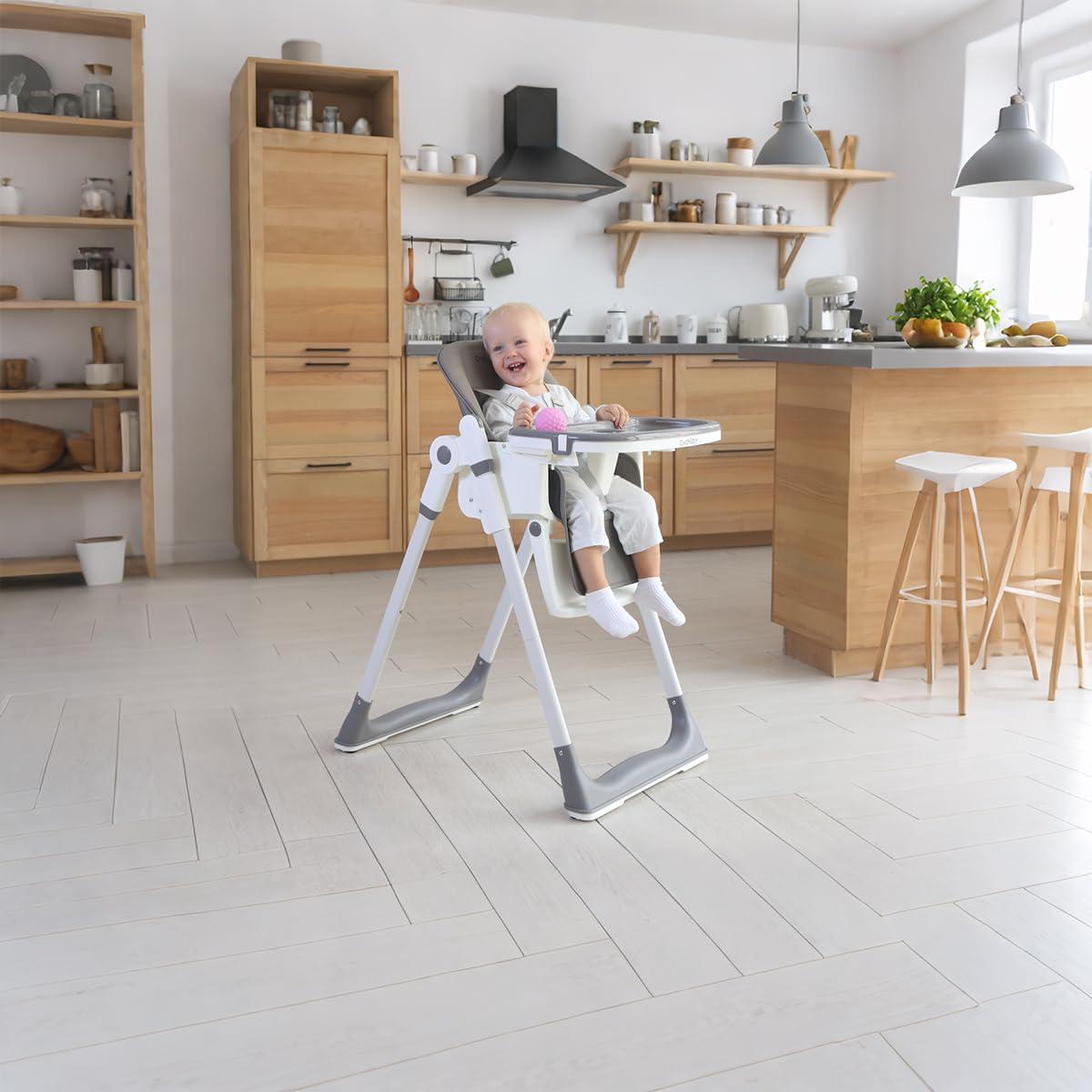 Silla Alta Plegable 3-en-1 Cochildor - Ajustable, Reclinable, Gris