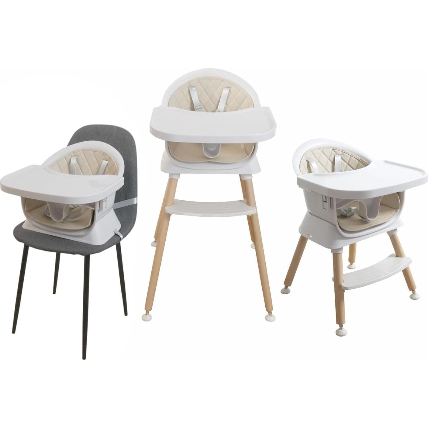 Silla Alta 3 en 1 Albert Baby Beige - Madera y Plástico, 22.7 kg