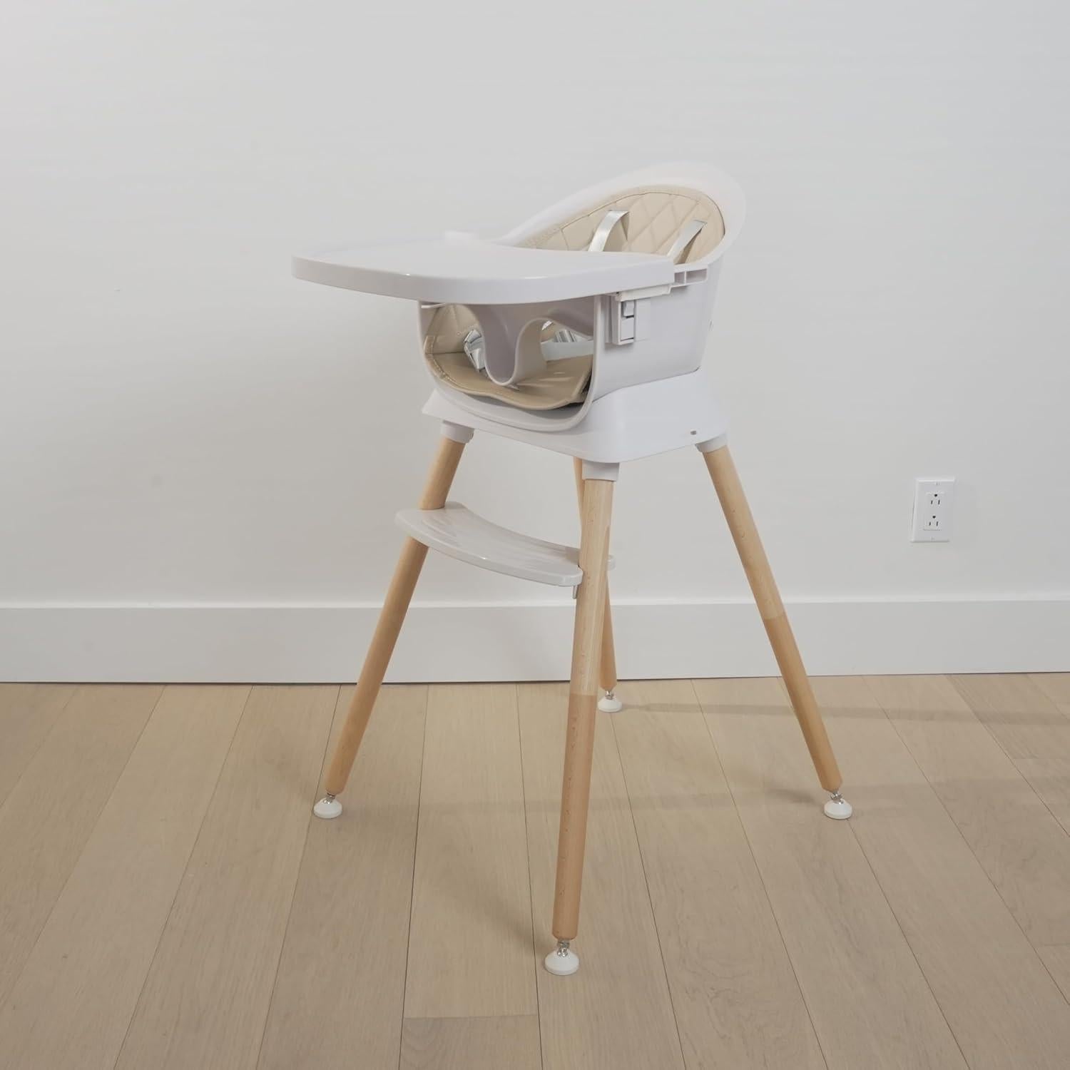 Silla Alta 3 en 1 Albert Baby Beige - Madera y Plástico, 22.7 kg