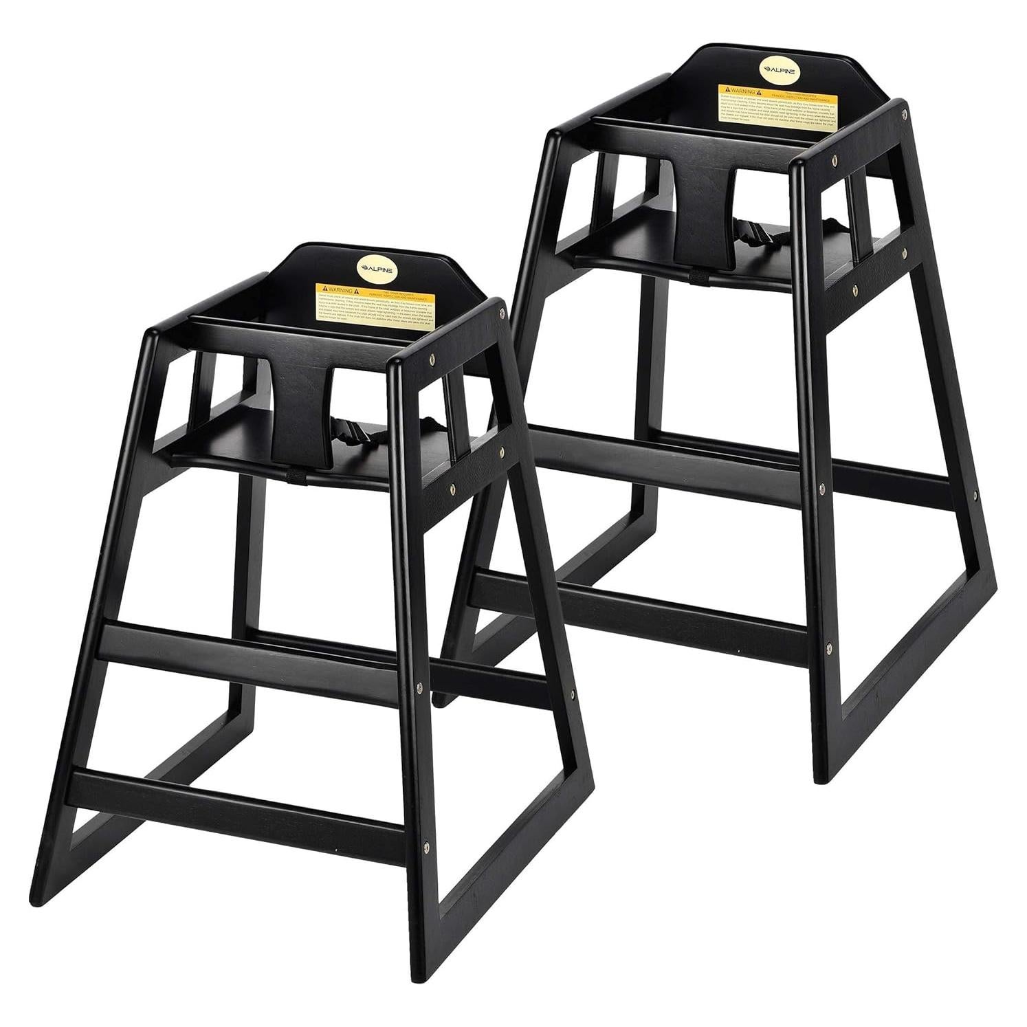 Sillas Altas de Madera Alpine para Bebés - 2 Paquete Negro