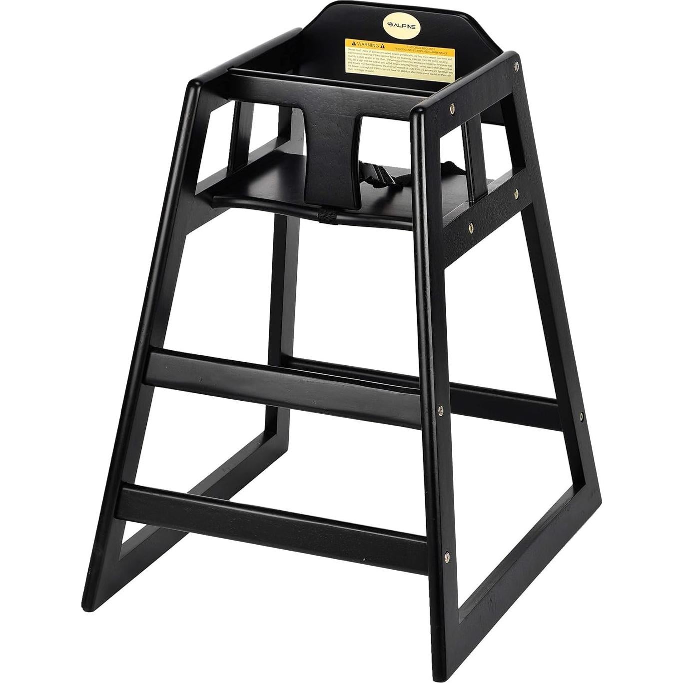 Sillas Altas de Madera Alpine para Bebés - 2 Paquete Negro