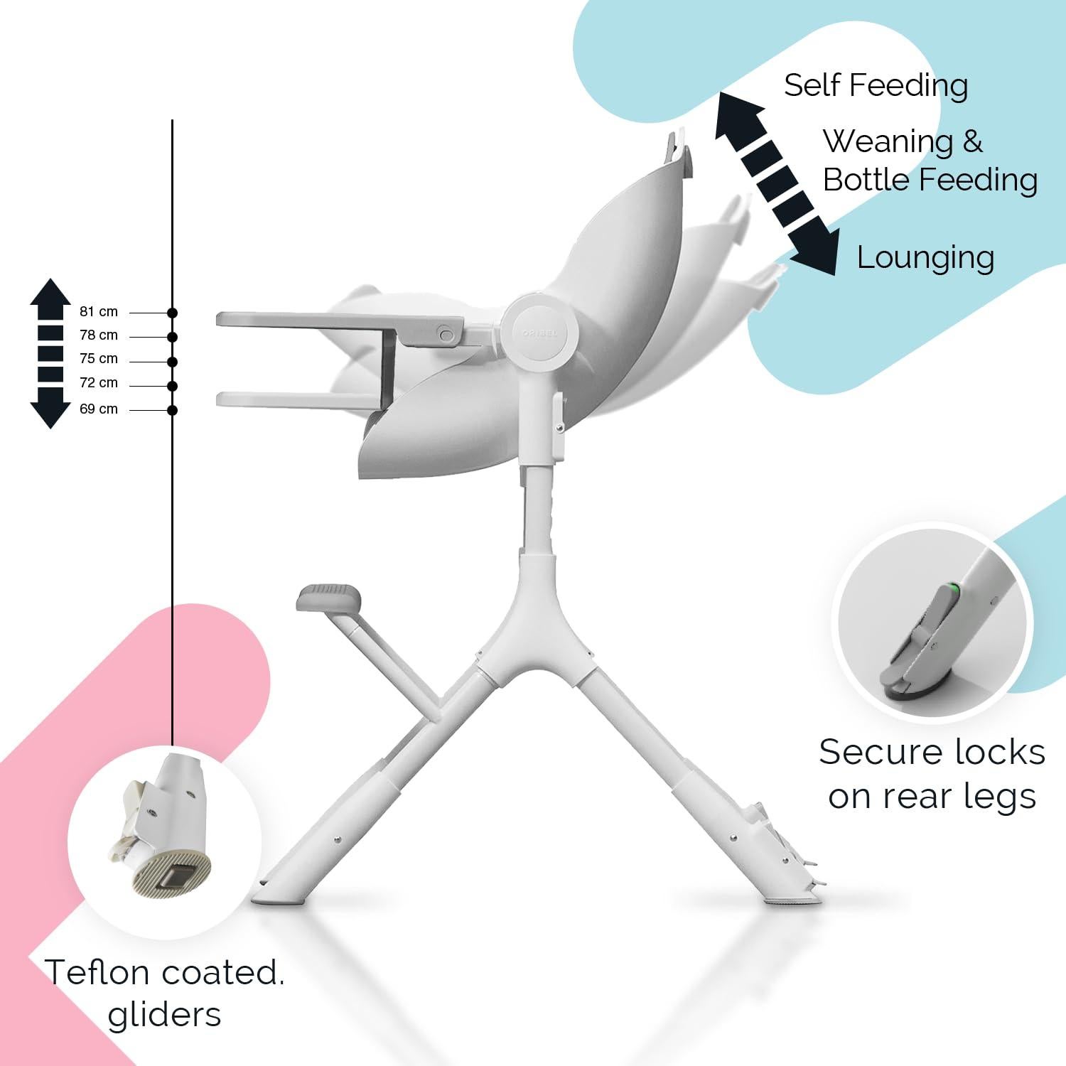 Silla Alta Convertible Oribel Cocoon Z - Gris Hielo - 8.4 kg