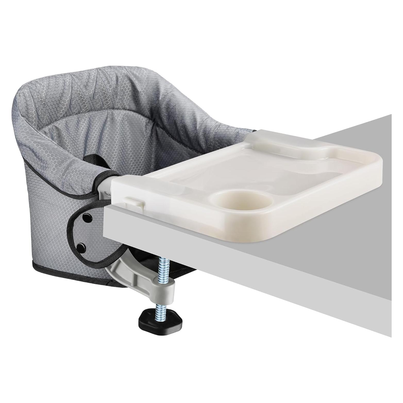 Silla Alta Plegable para Bebés con Bandeja Desmontable Gris
