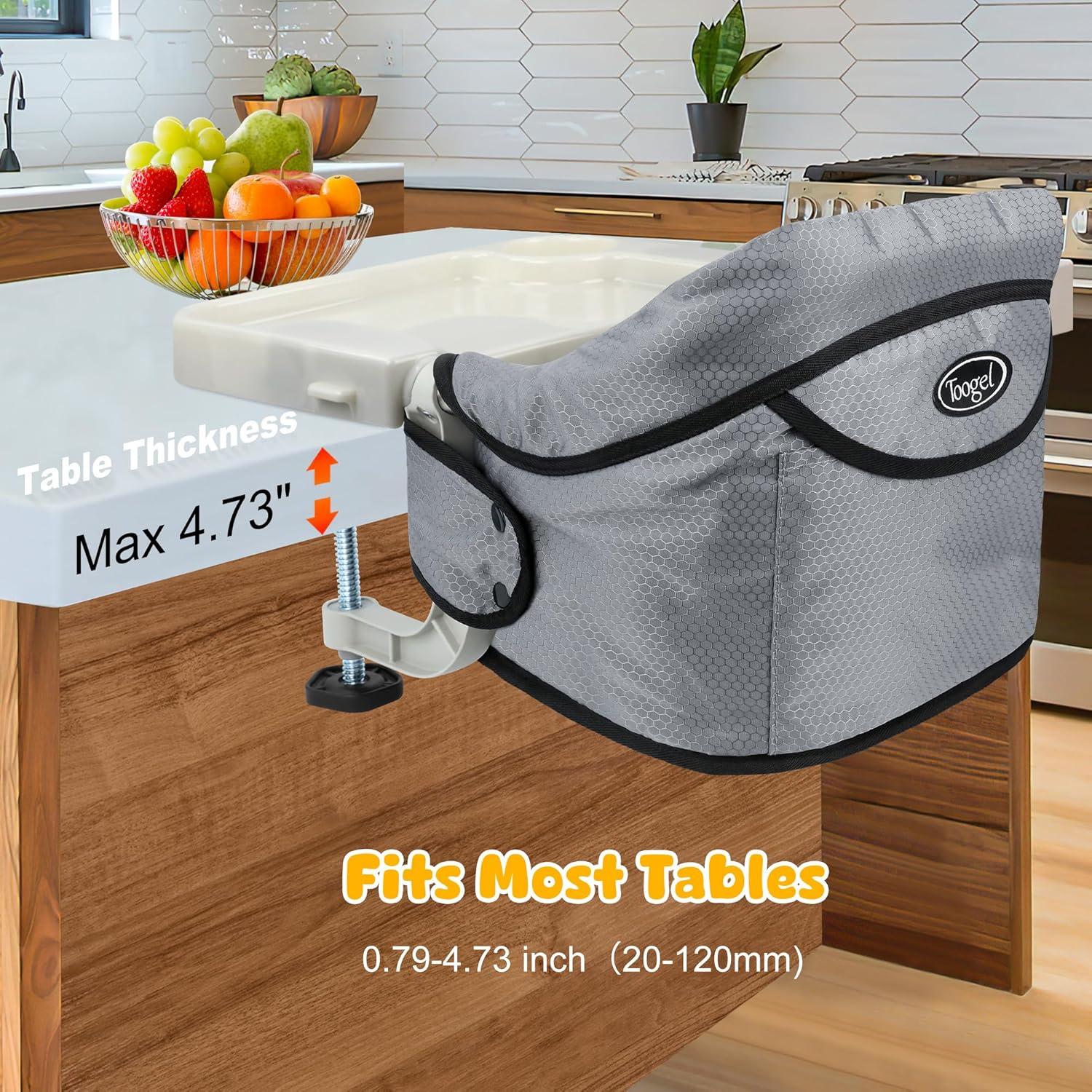 Silla Alta Plegable para Bebés con Bandeja Desmontable Gris