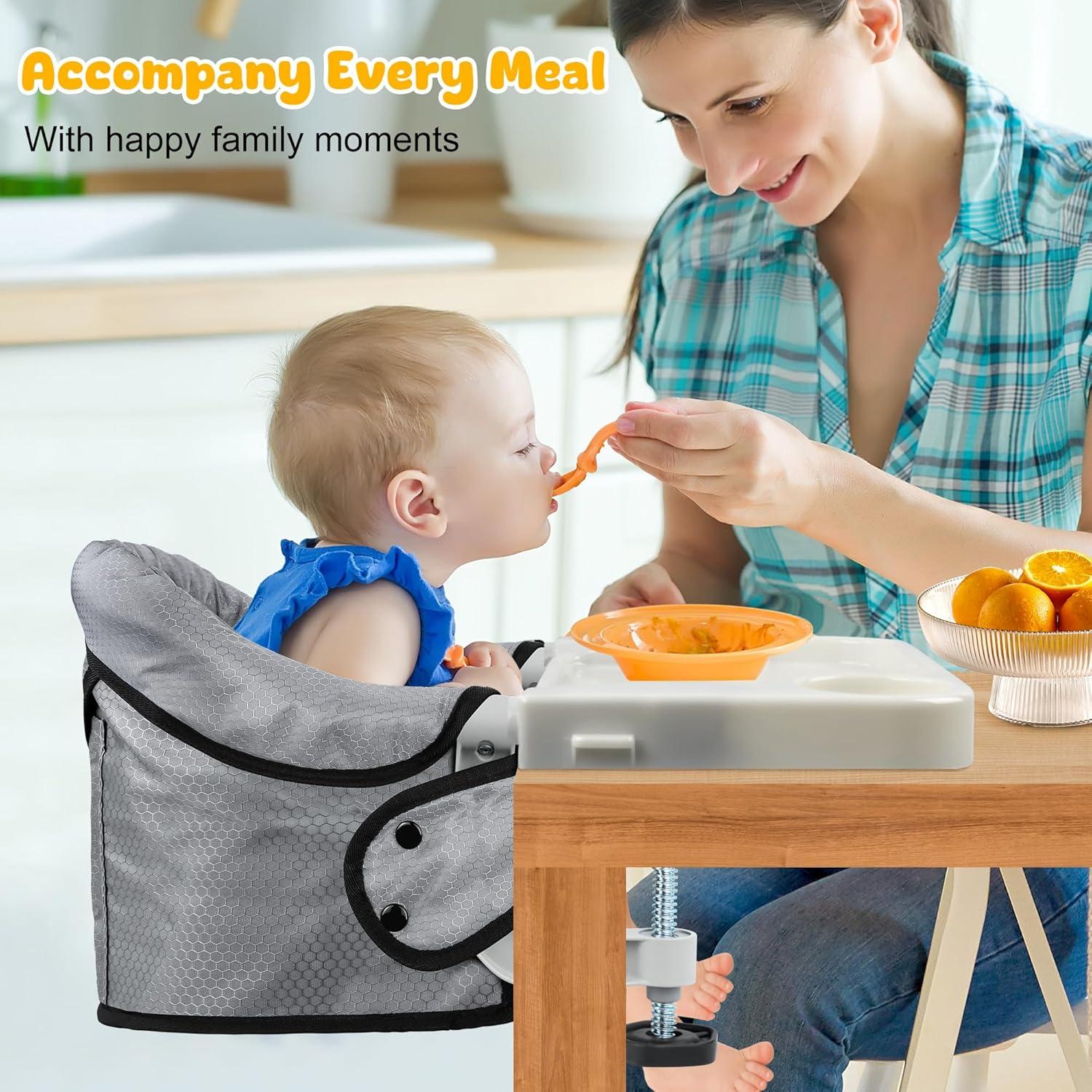 Silla Alta Plegable para Bebés con Bandeja Desmontable Gris