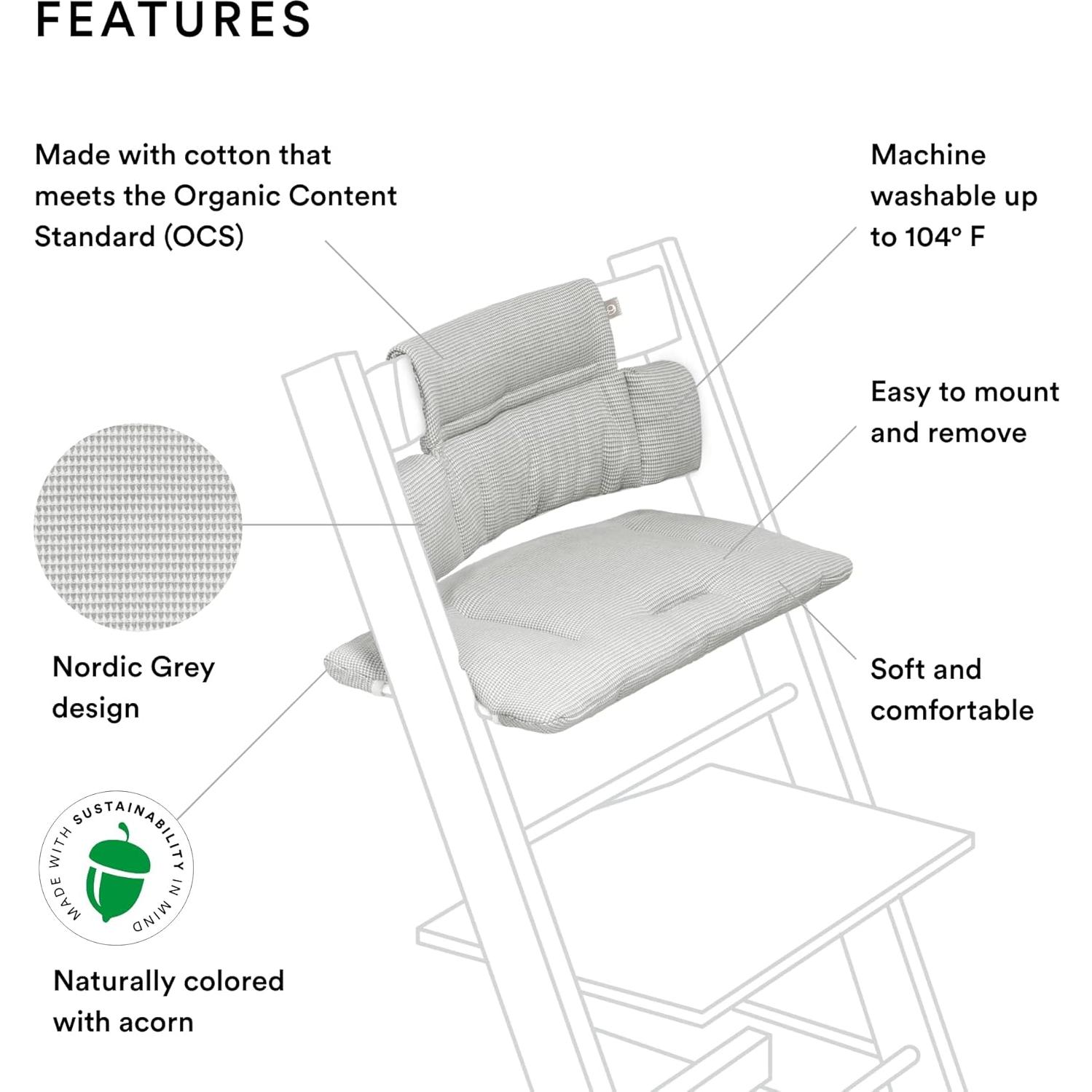 Cojín Clásico Stokke Tripp Trapp Gris Nórdico - Lavable