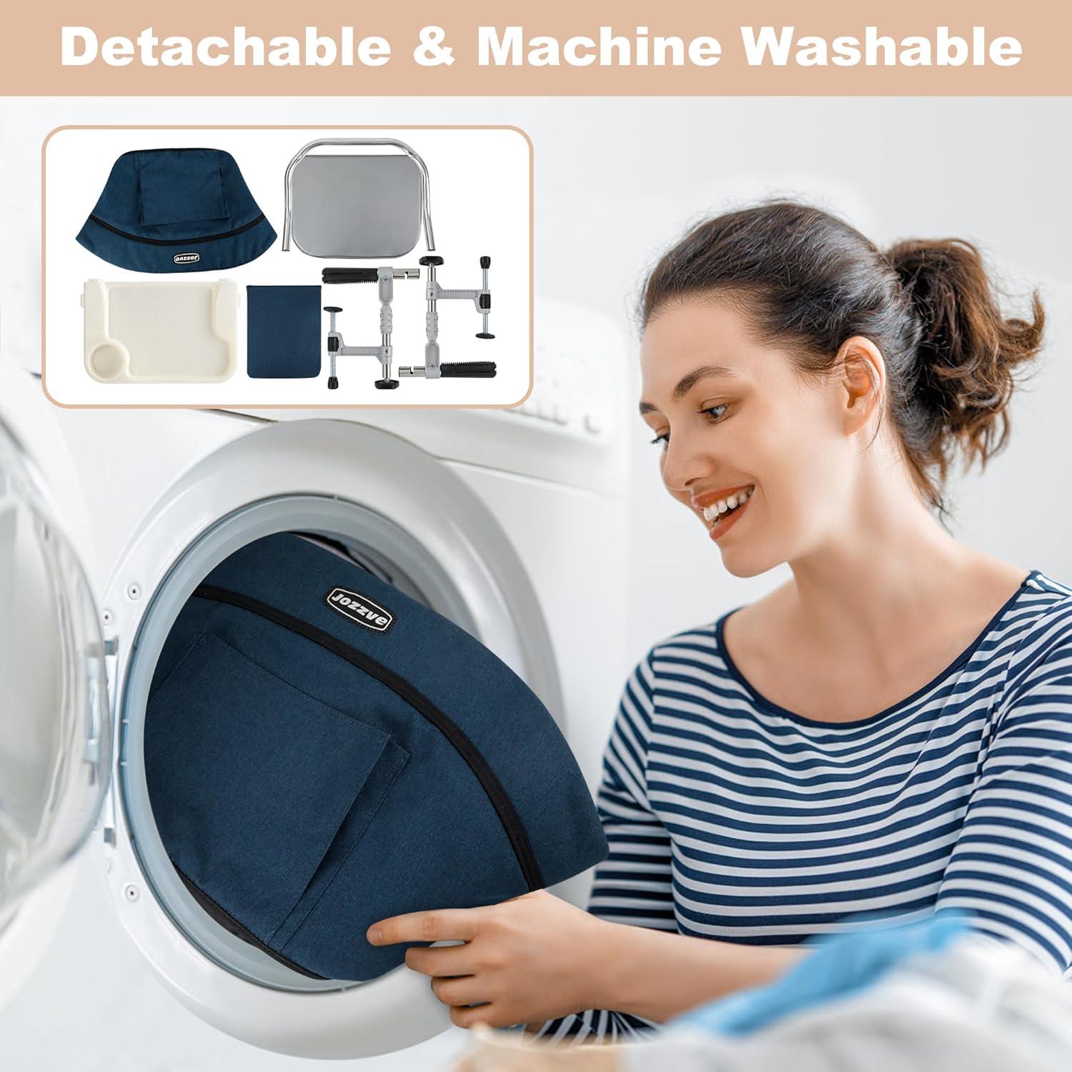 Silla Alta Portátil Jozzve con Gancho y Bandeja Removible Azul