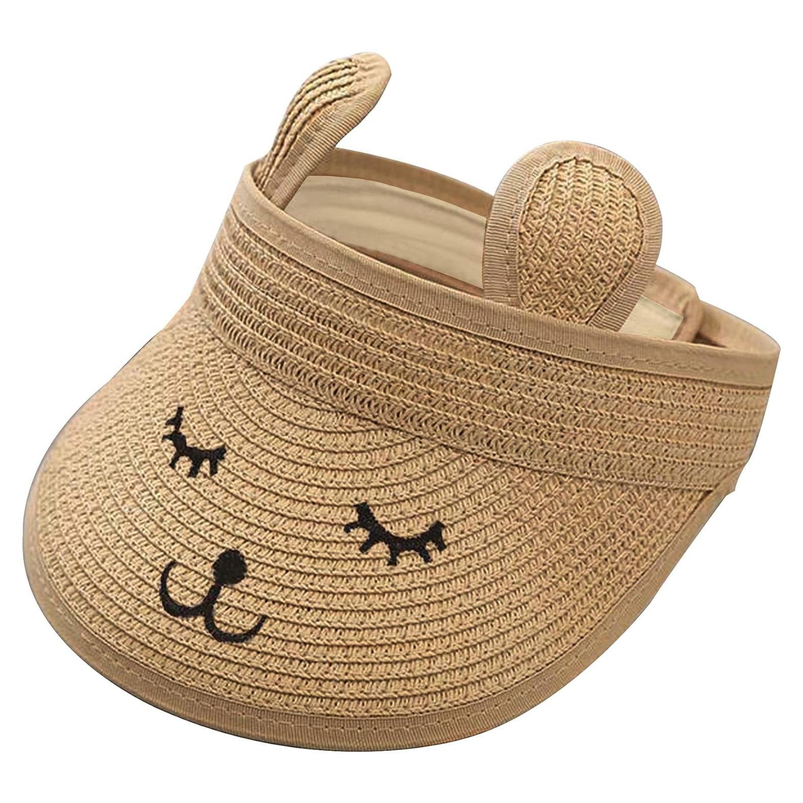 Gorro de Visera de Paja para Bebé Conejo Marrón 1-4 Años