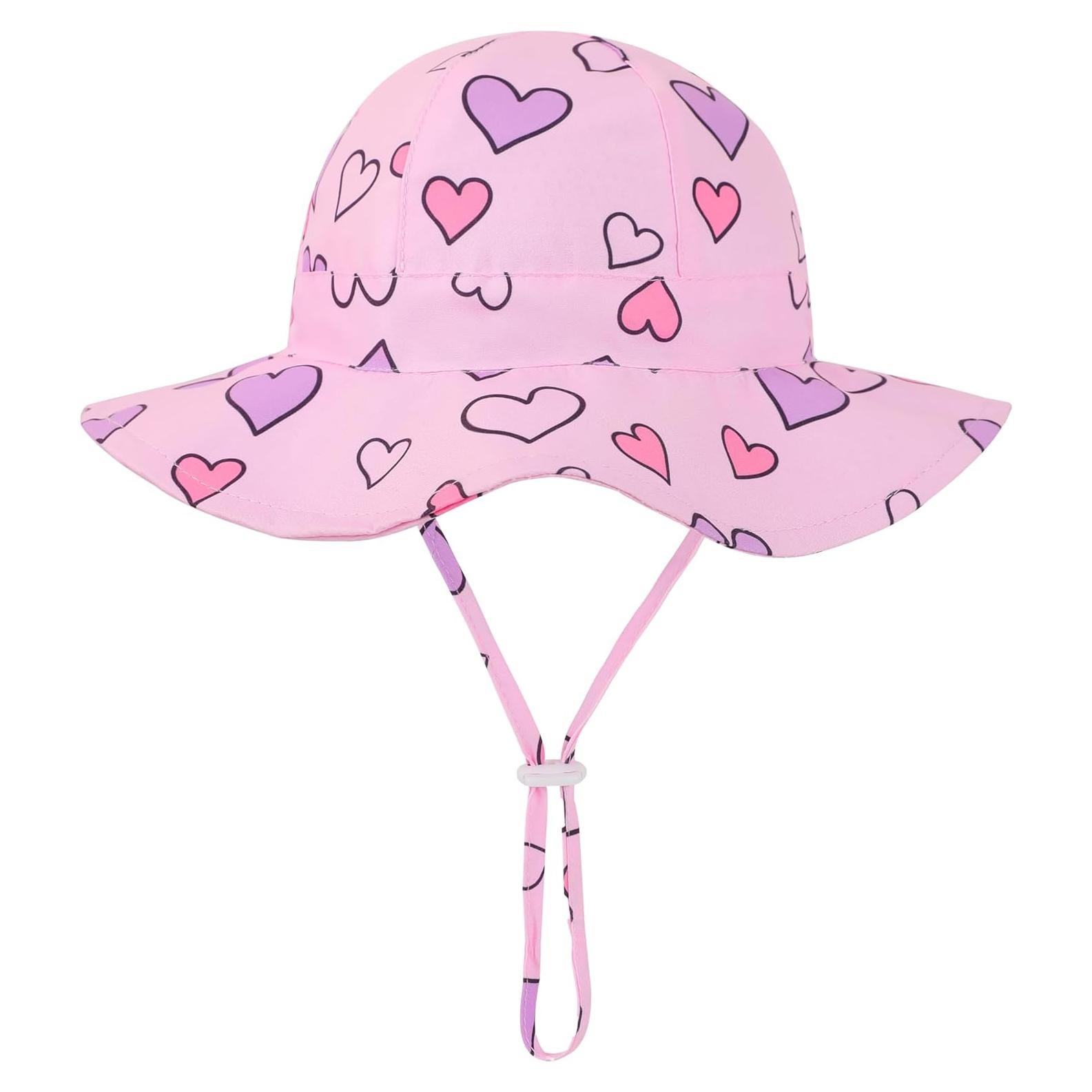 Sombrero de Sol Bebé Niña UPF 50+ Rosa Corazón 0-1 Año