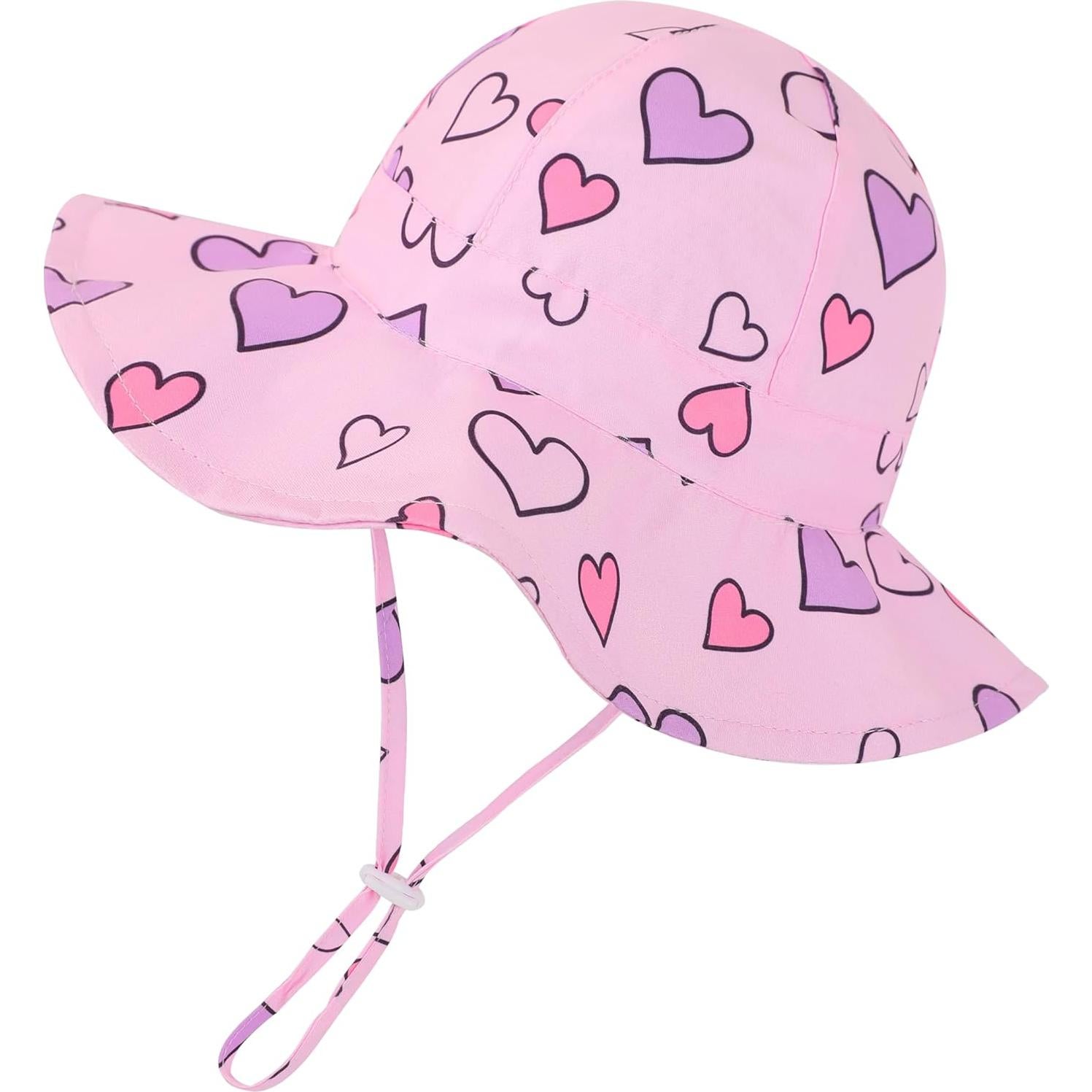 Sombrero de Sol Bebé Niña UPF 50+ Rosa Corazón 0-1 Año