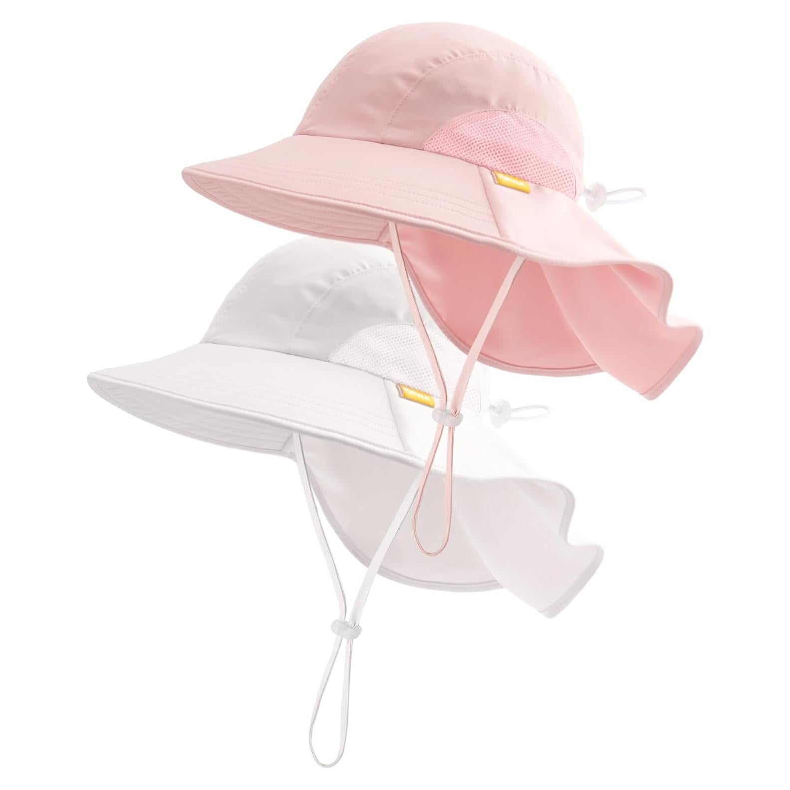 Sombrero de Sol FURTALK para Niños 2-5T UPF 50+ Blanco/Rosa