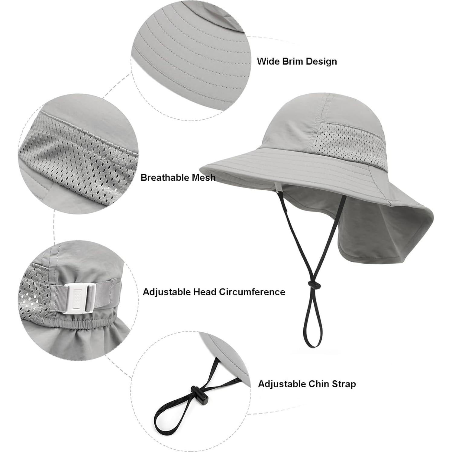 Sombrero de Sol Muryobao UPF 50+ para Niños 3-7 Años Gris