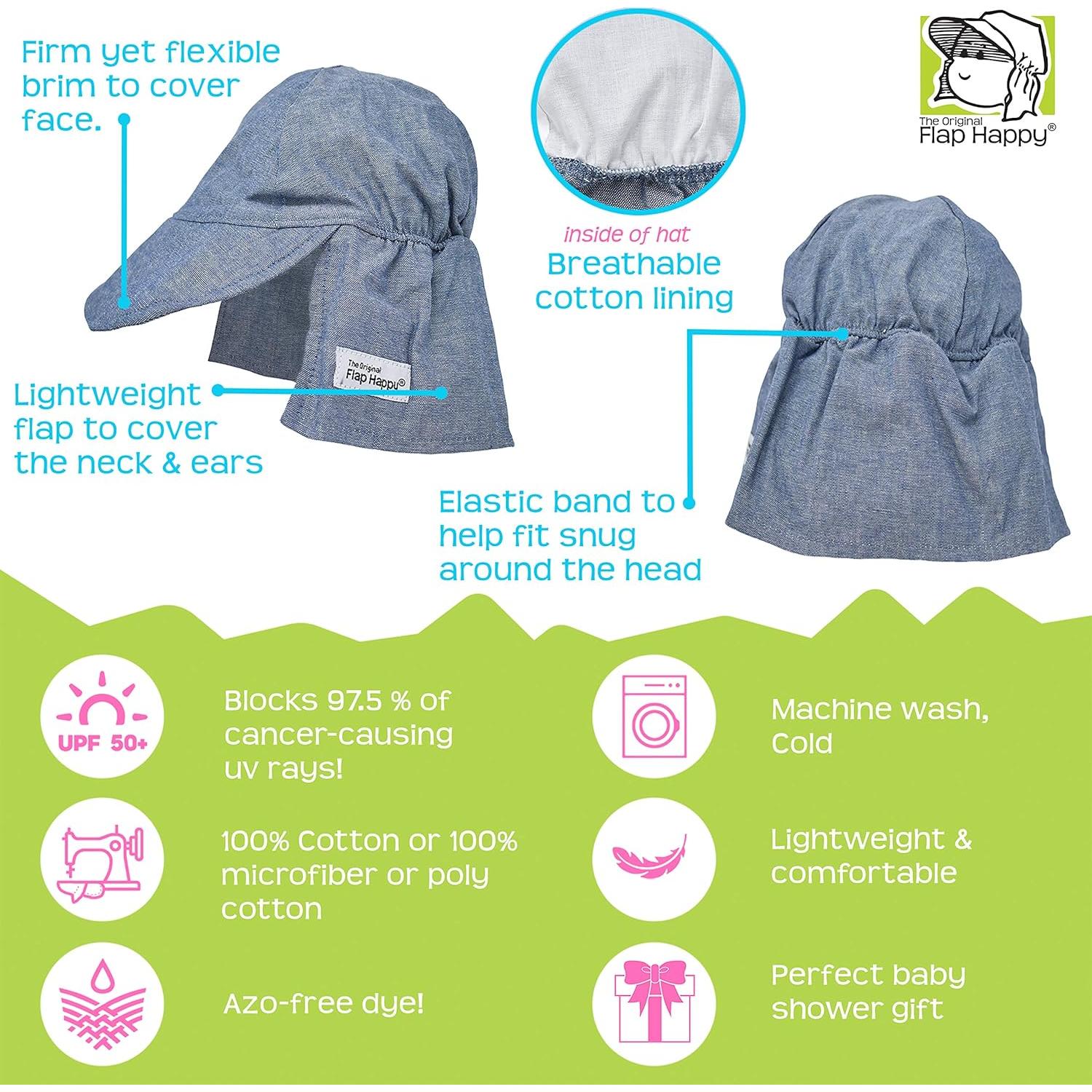 Sombrero de Sol Flap Happy UPF 50+ para Bebés Rayas