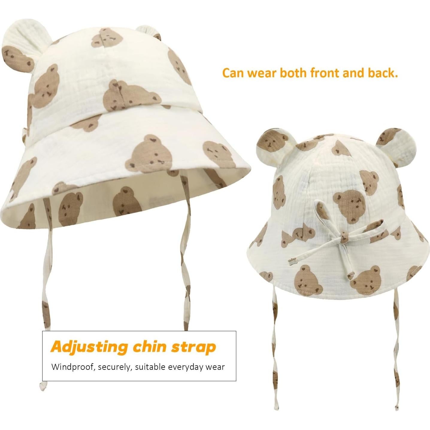 Sombrero de Sol para Bebés Niñas 0-24 Meses Algodón Transpirable