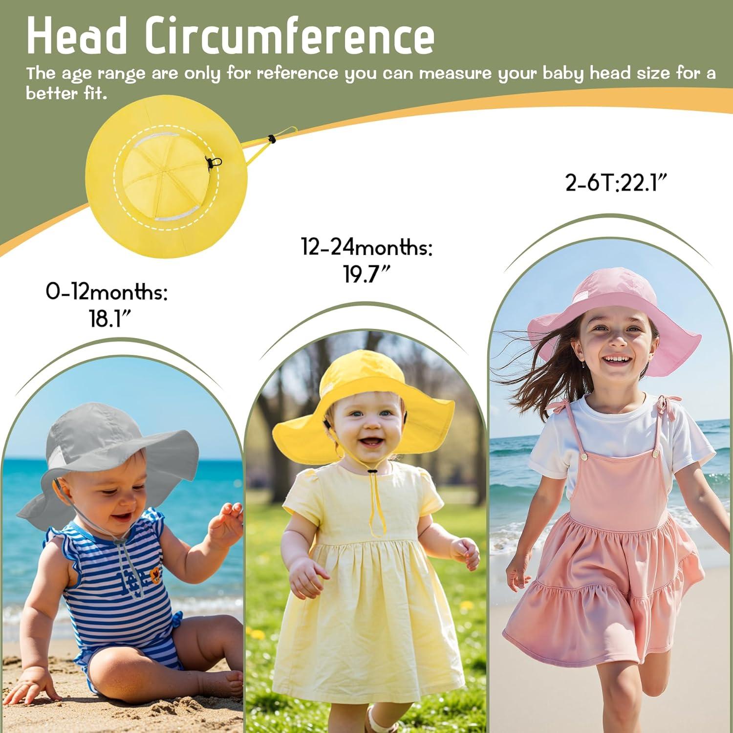 Zando Baby Sun Hat Toddler UPF 50+ Sun Protection Outdoor Breathable Toddler Hats for Boys Girls Summer Beach 0-6T