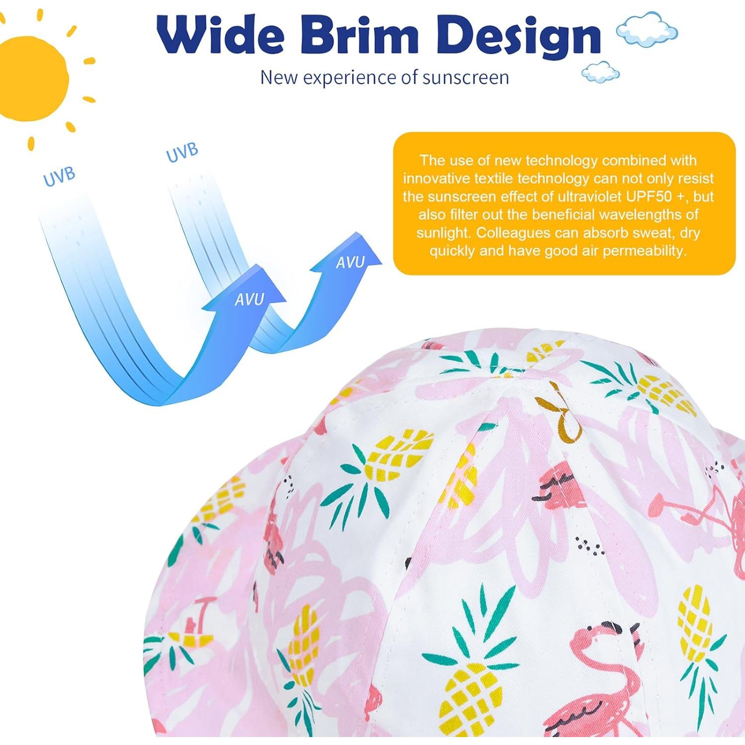 Sombrero de Sol para Bebé Niña Durio UPF 50+ Flamenco Rosa