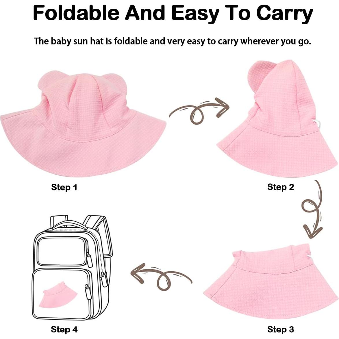 Sombrero de sol ajustable Meaiguo UPF 50+ para niña