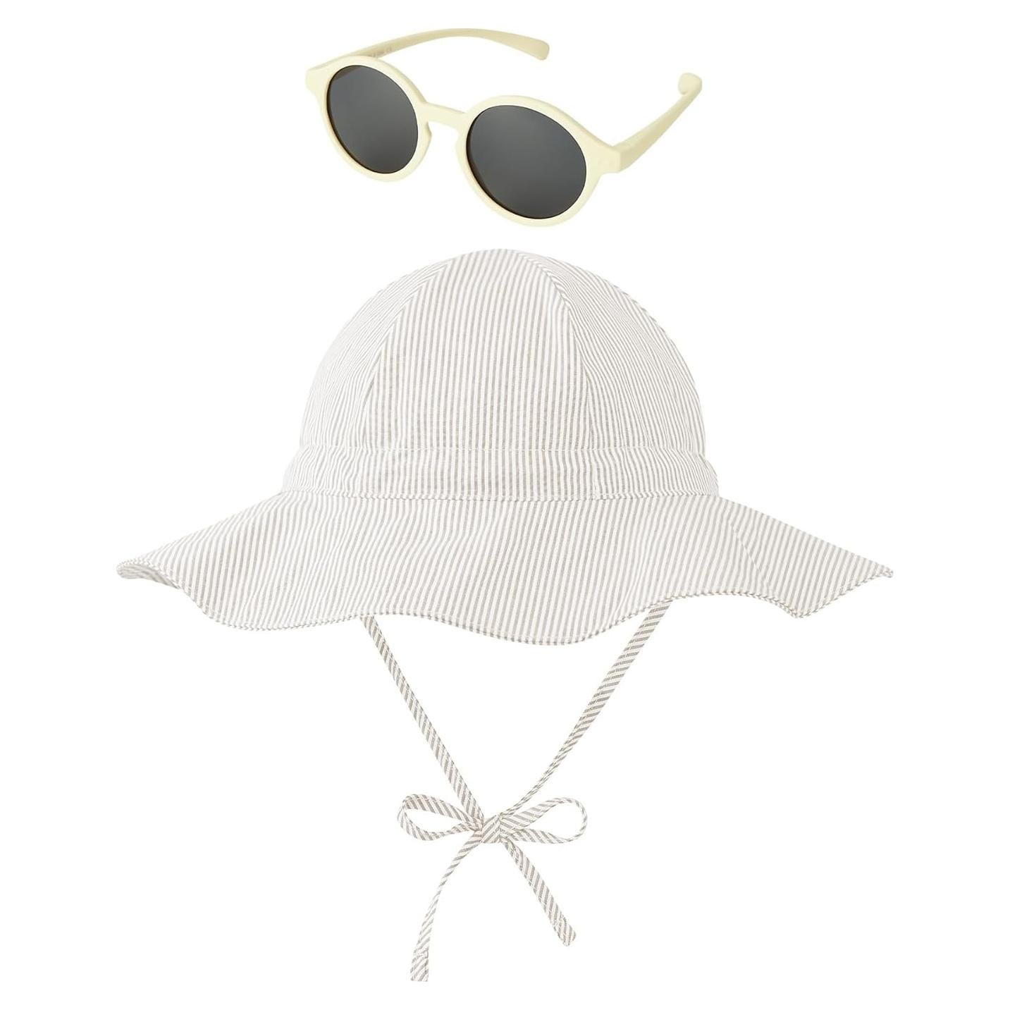 Sombrero de Sol Zando para Bebé con Gafas UPF 50+ Beige
