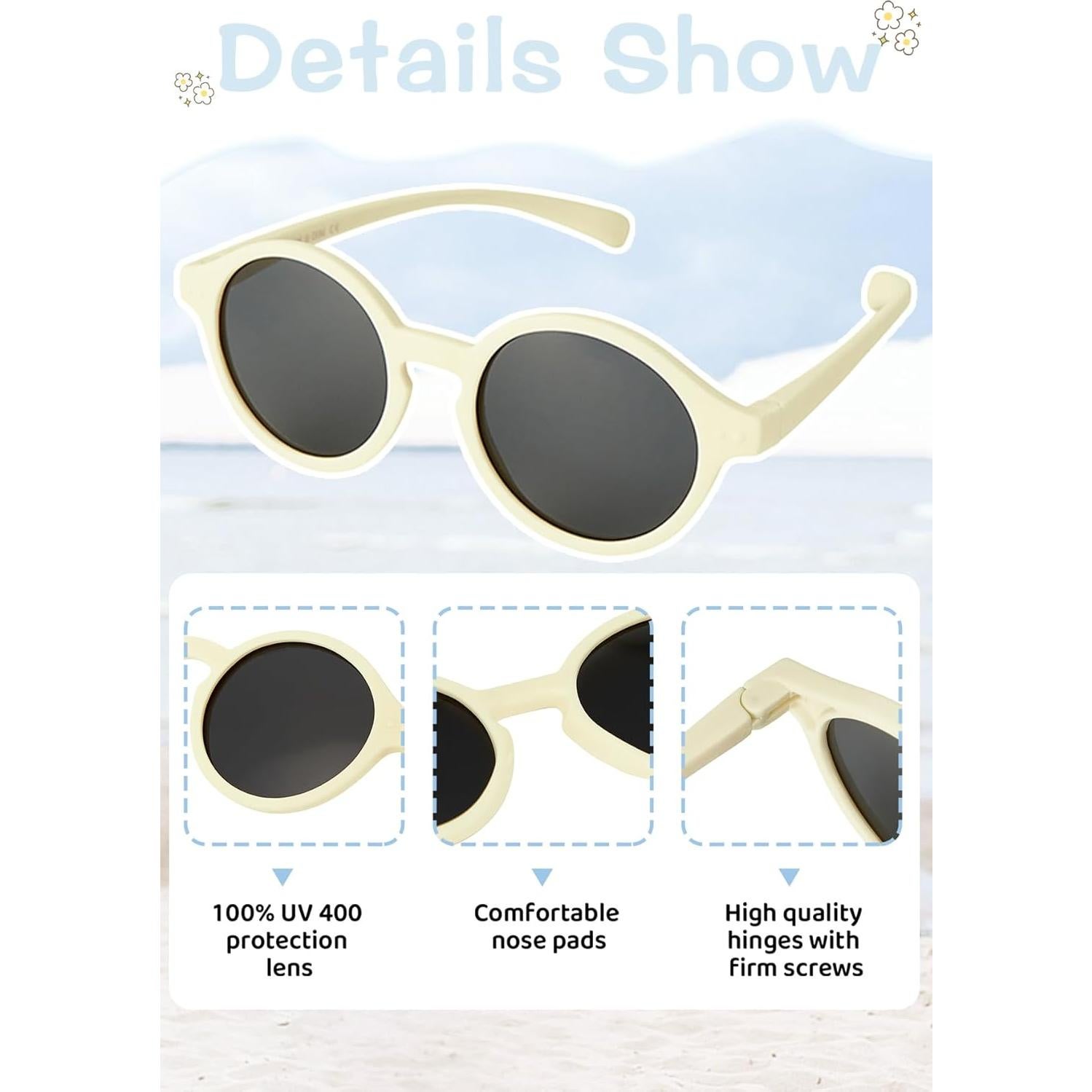 Sombrero de Sol Zando para Bebé con Gafas UPF 50+ Beige