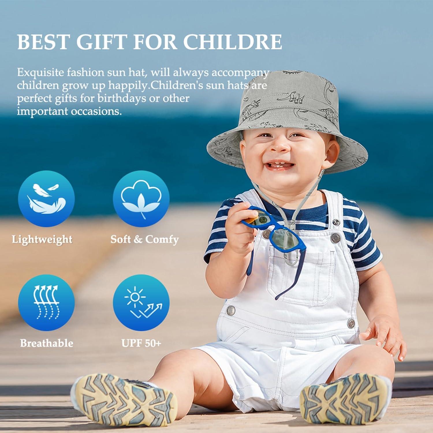 Sombrero de Sol para Bebé Dinosaurio UPF 50+ Ajustable