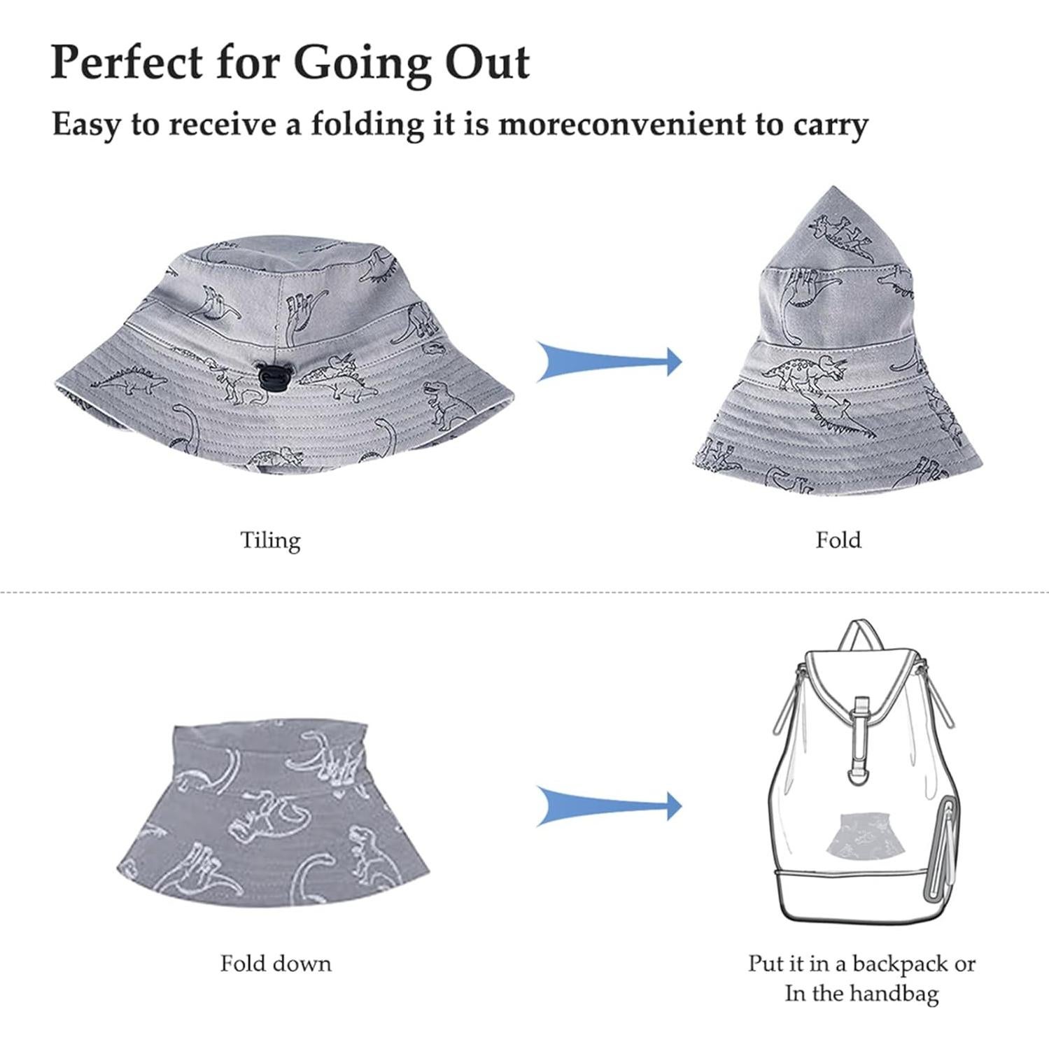 Sombrero de Sol para Bebé Dinosaurio UPF 50+ Ajustable