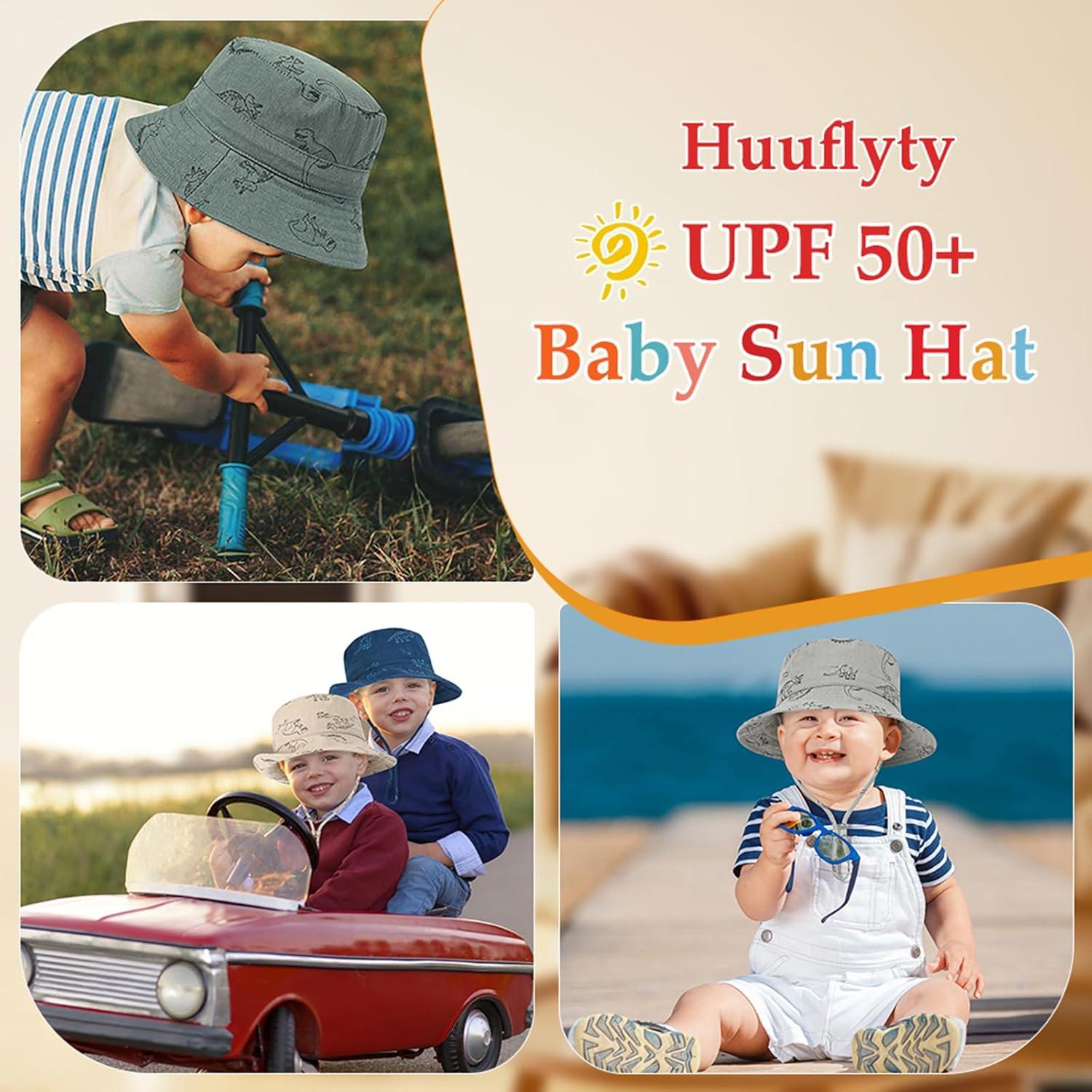 Sombrero de Sol para Bebé Dinosaurio UPF 50+ Ajustable