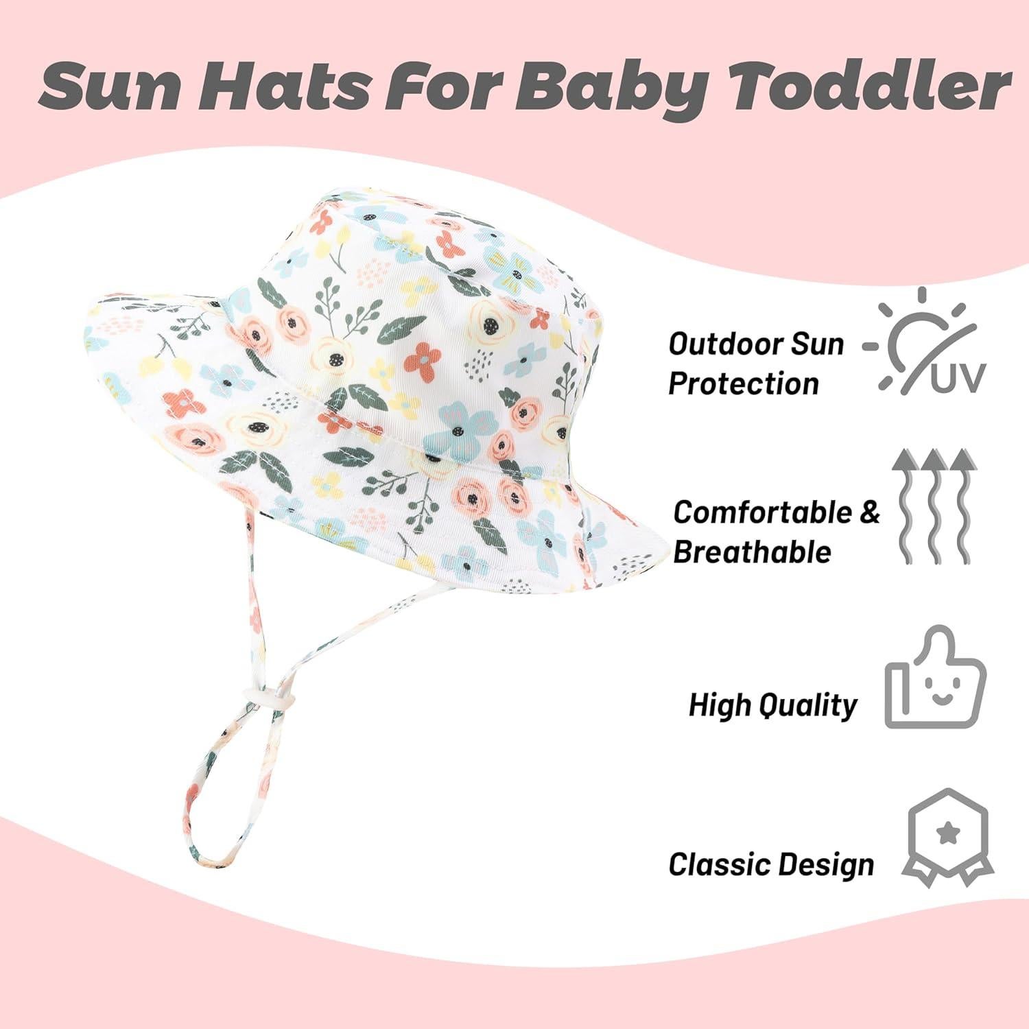 Sombrero de sol para bebé BU-001, UPF 50+, 0-4 años