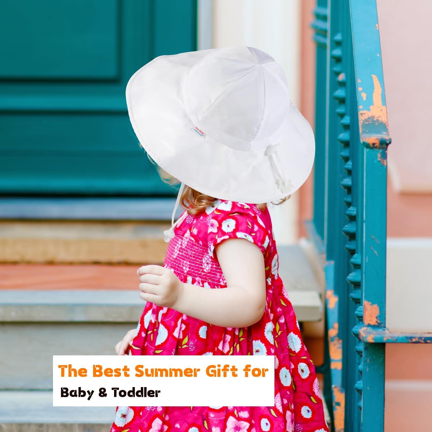 Sombrero de Sol Bebé UPF 50+ Ajustable Blanco 0-6 Meses