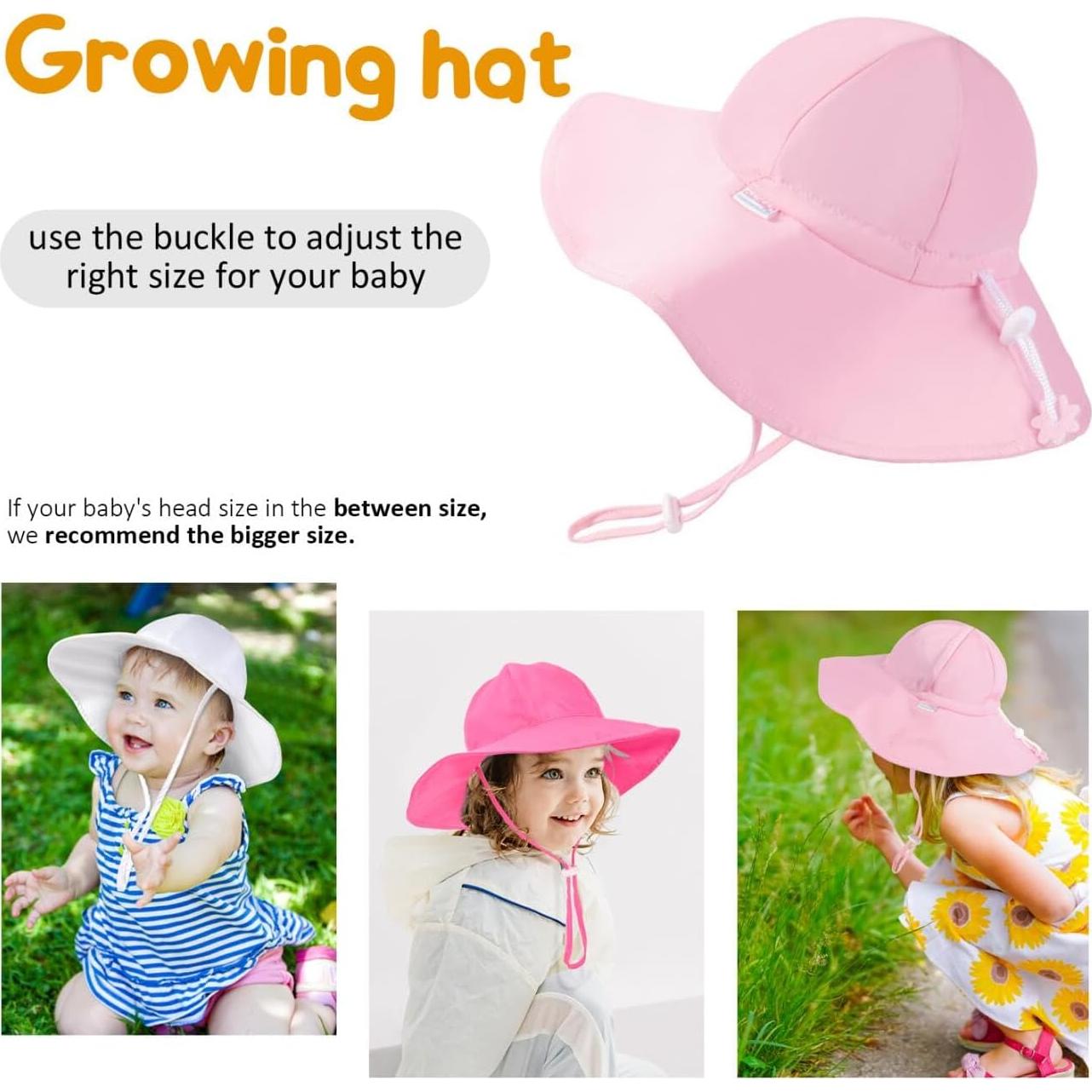 Sombrero de Sol Bebé UPF 50+ Ajustable Blanco 0-6 Meses