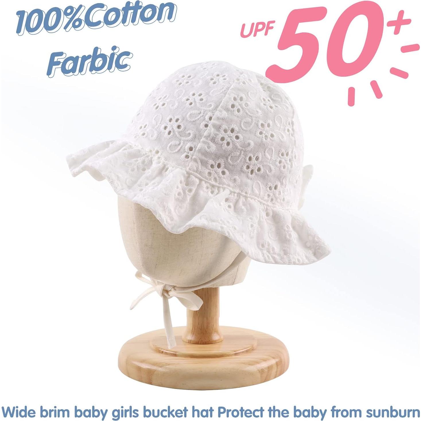 Sombrero de Sol para Bebés JANGANNSA Algodón Transpirable 0-24 meses