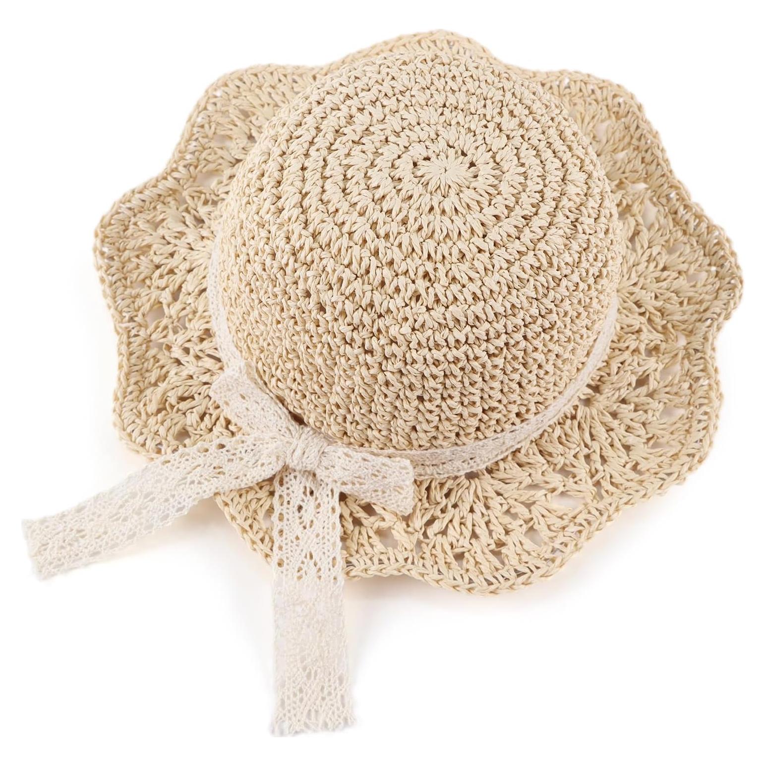 Sombrero de paja para niña bebé con lazo - Protección solar