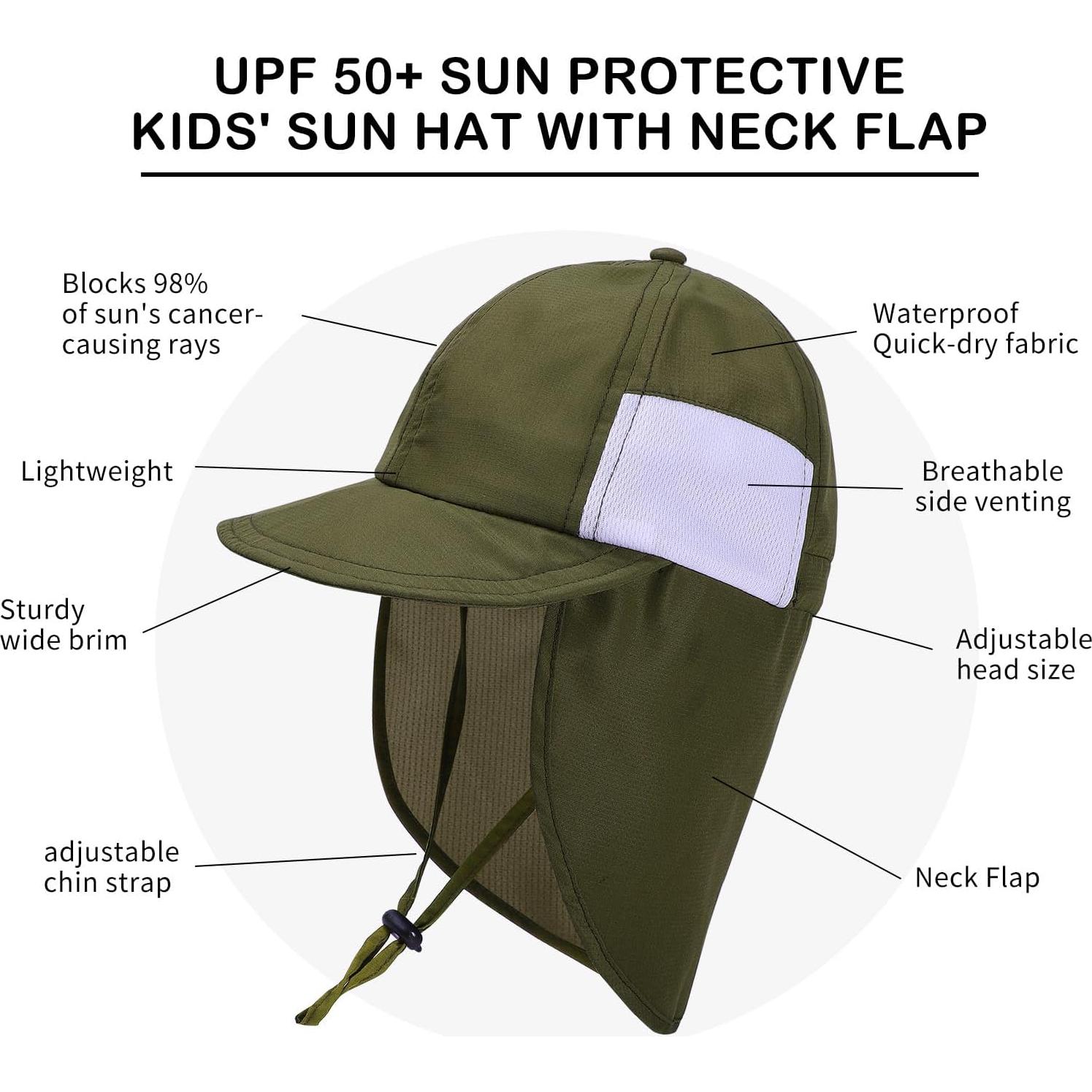 Sombrero de Sol Bebé UPF 50+ Ajustable Verde Militar