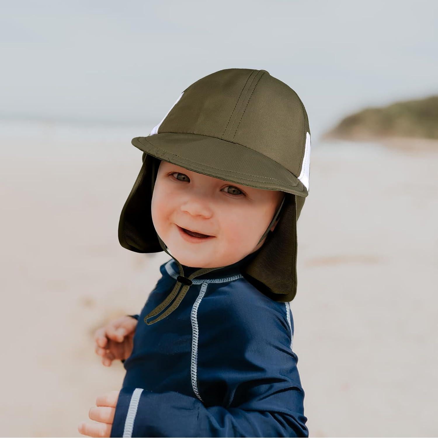 Sombrero de Sol Bebé UPF 50+ Ajustable Verde Militar