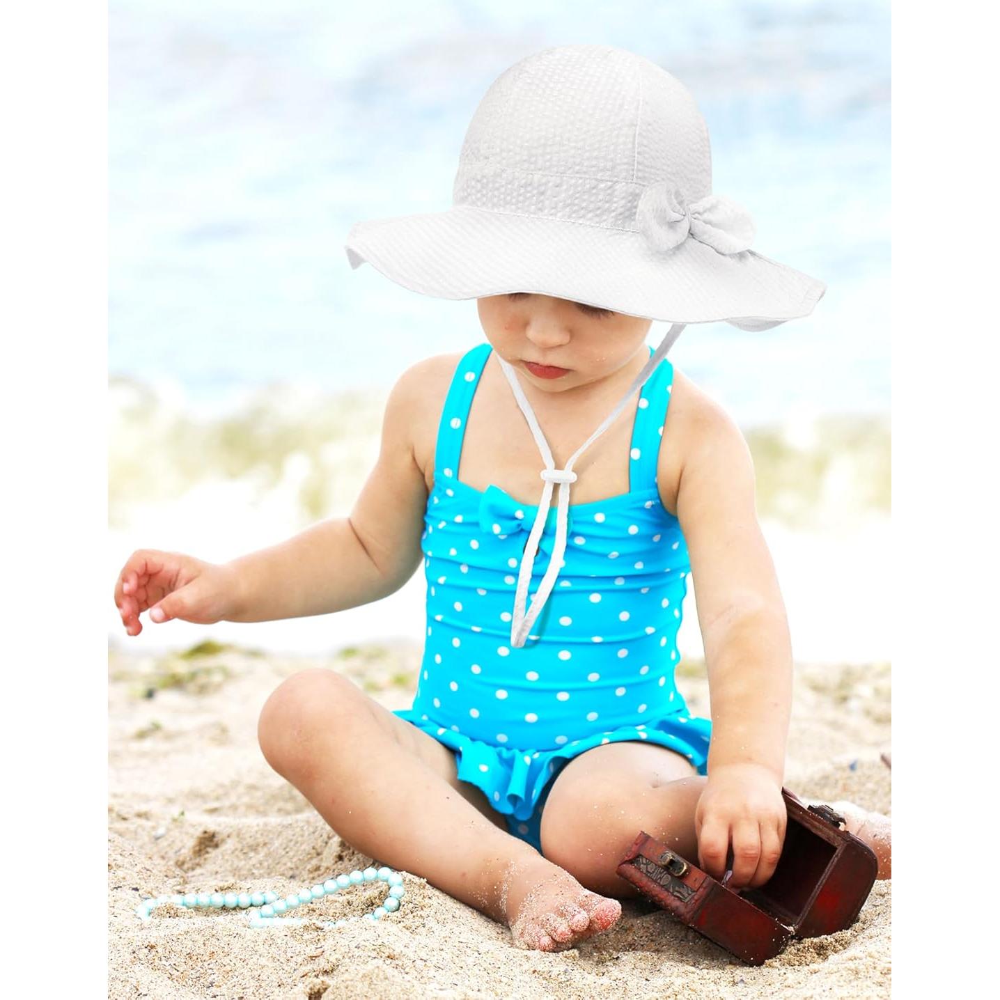 Cooraby Sombrero de Sol para Niña 0-6 Meses UPF 50+ Rayas