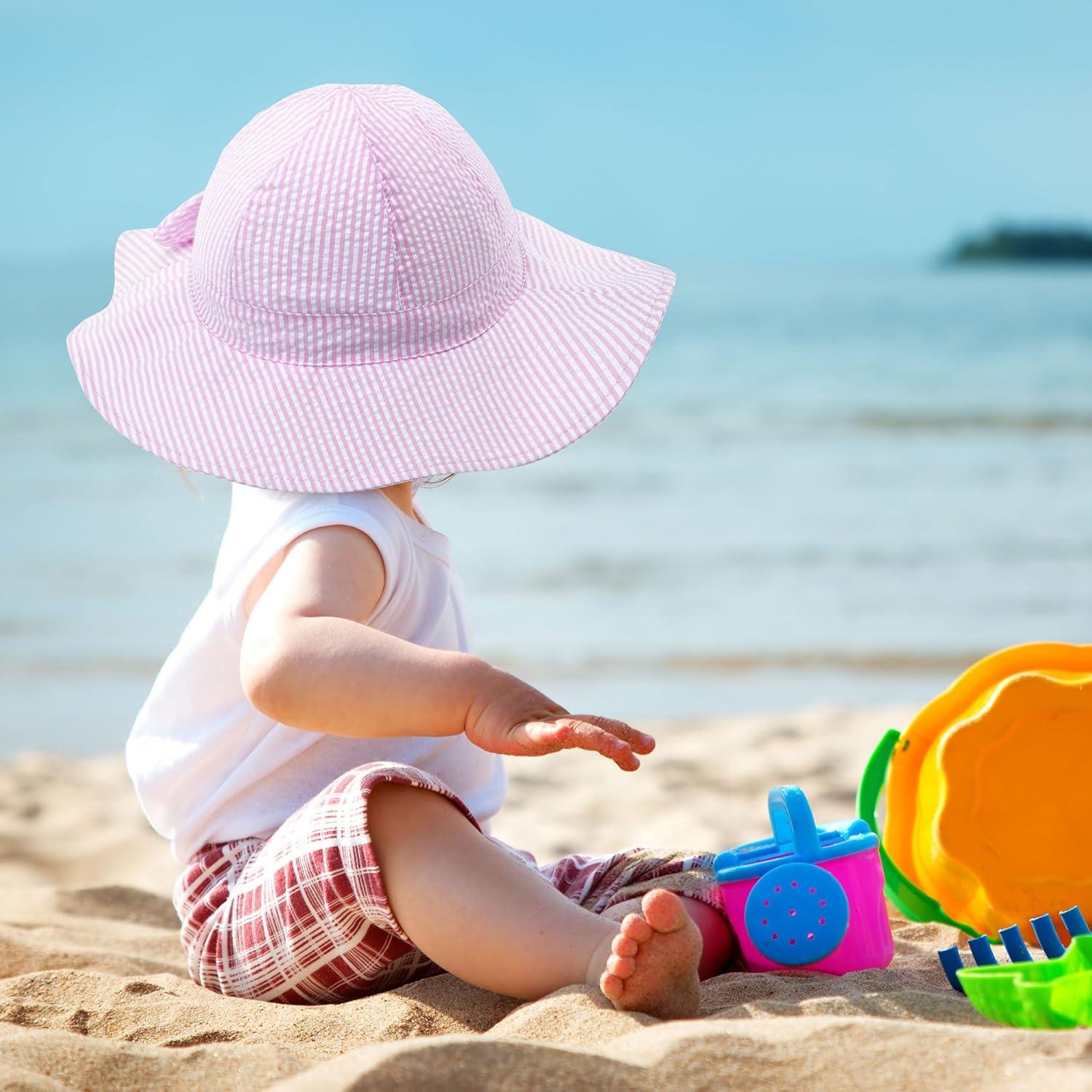 Cooraby Sombrero de Sol para Niña 0-6 Meses UPF 50+ Rayas
