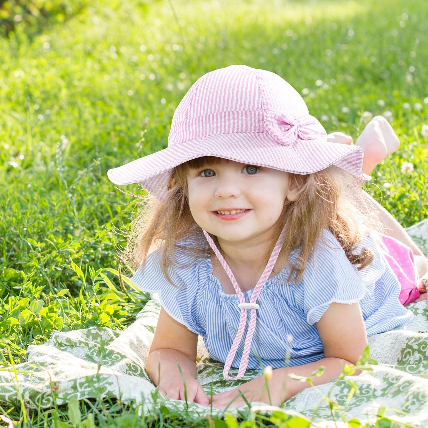 Cooraby Sombrero de Sol para Niña 0-6 Meses UPF 50+ Rayas