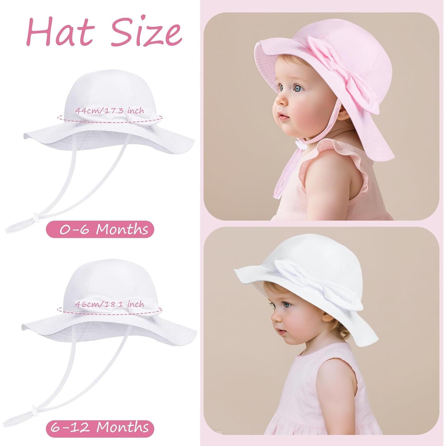 Paquete de 2 Sombreros de Sol Bebé UPF 50+ Algodón 0-6 Meses