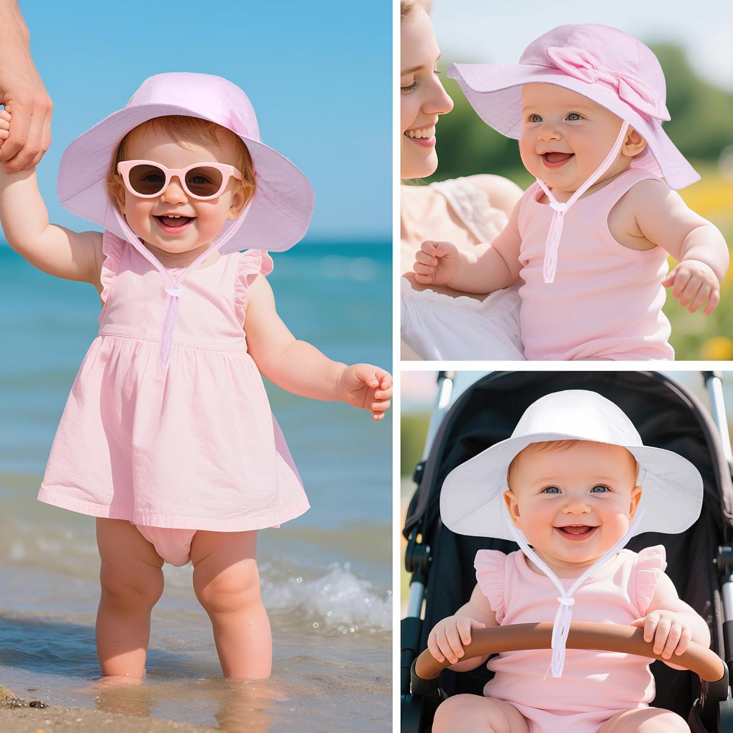Paquete de 2 Sombreros de Sol Bebé UPF 50+ Algodón 0-6 Meses