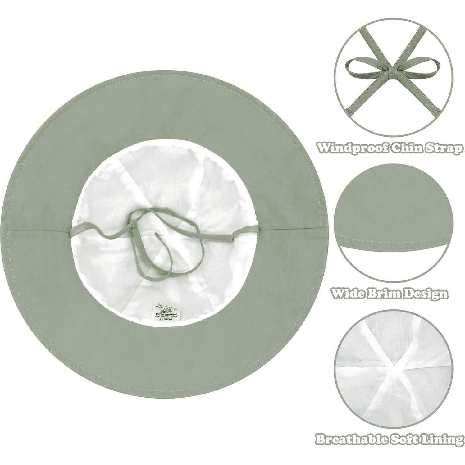 Sombrero de Sol Bebé UPF 50+ con Orejas de Oso Verde Claro