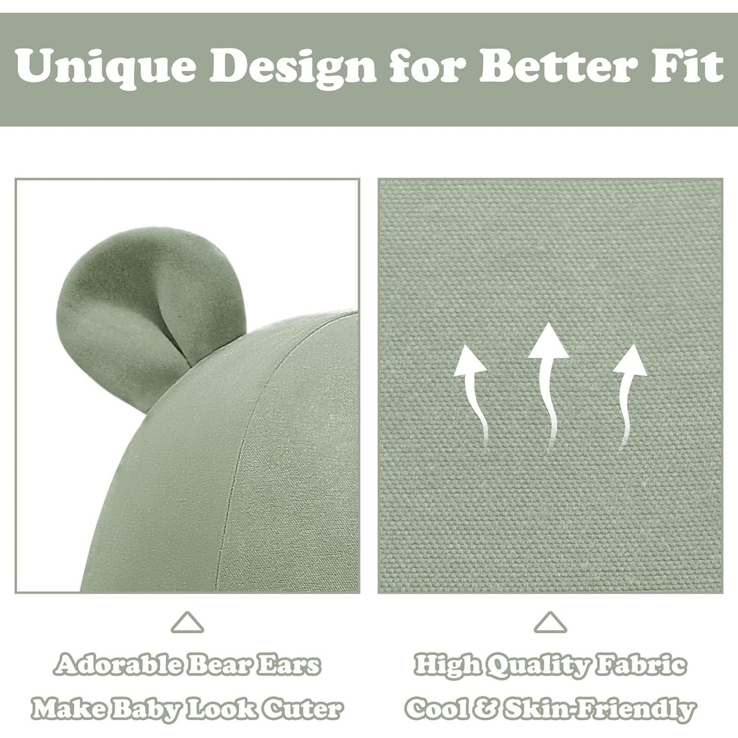 Sombrero de Sol Bebé UPF 50+ con Orejas de Oso Verde Claro