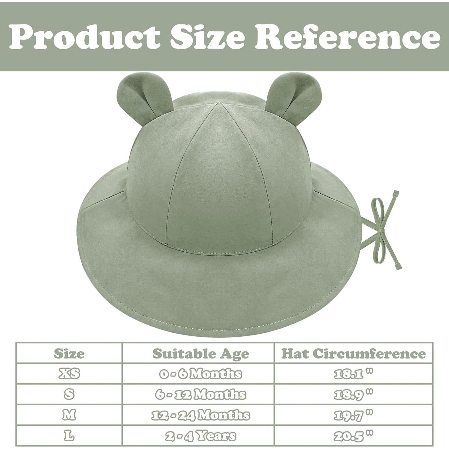 Sombrero de Sol Bebé UPF 50+ con Orejas de Oso Verde Claro