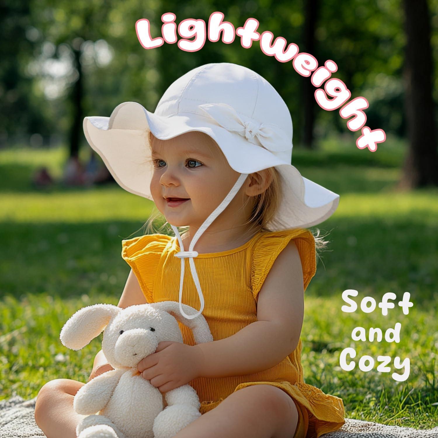 Sombrero de sol para bebé niña UPF 50+ ajustable rosa