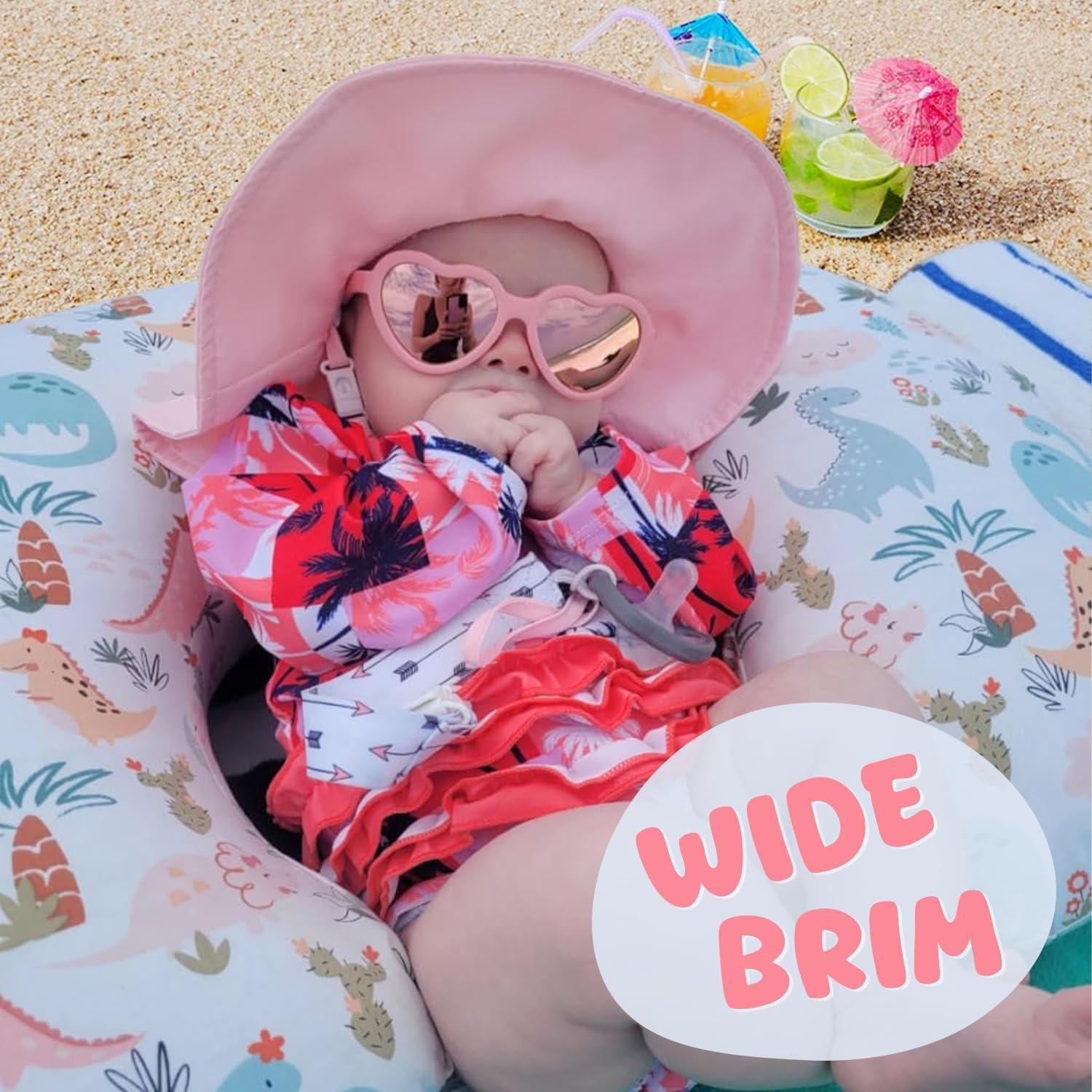 Sombrero de sol para bebé niña UPF 50+ ajustable rosa