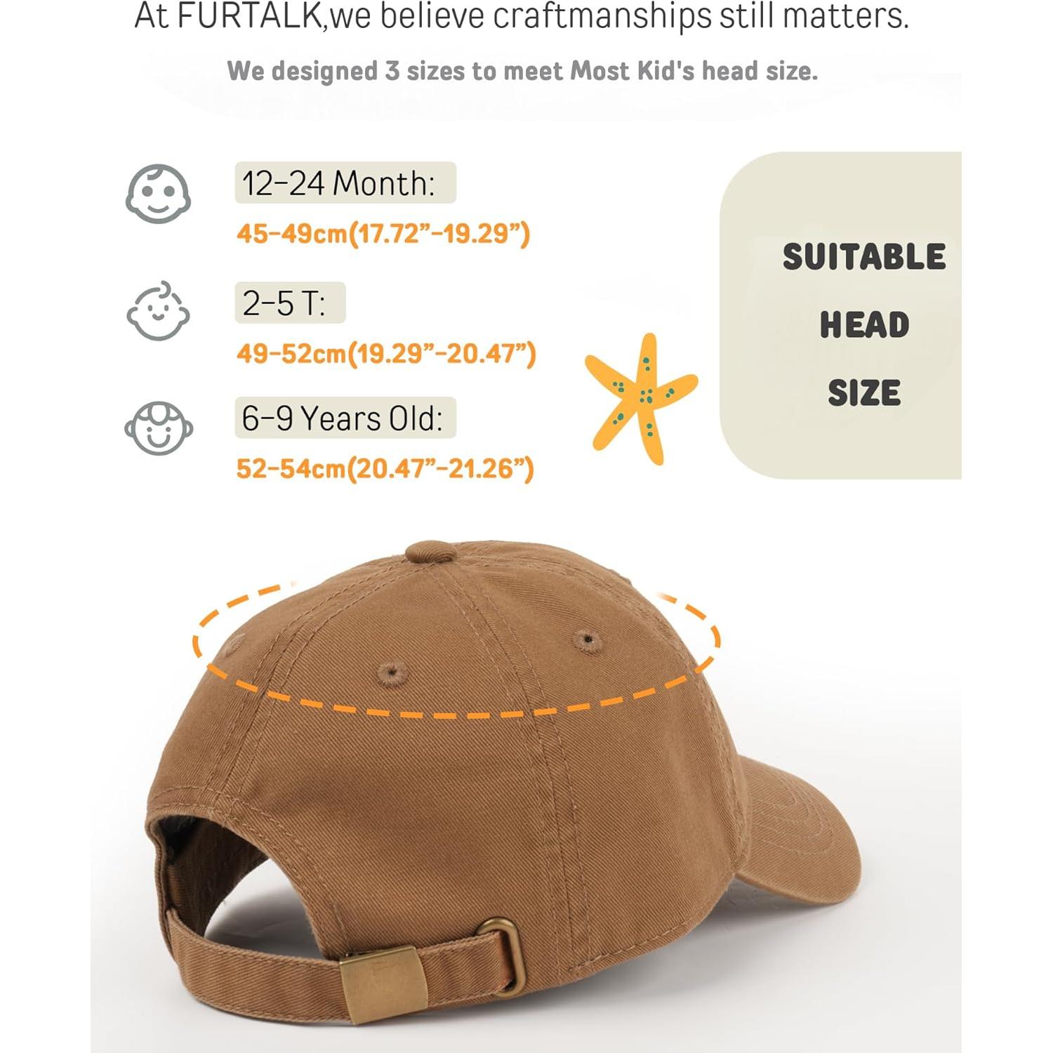Gorra de béisbol FURTALK para niños 12-24 meses ajustable