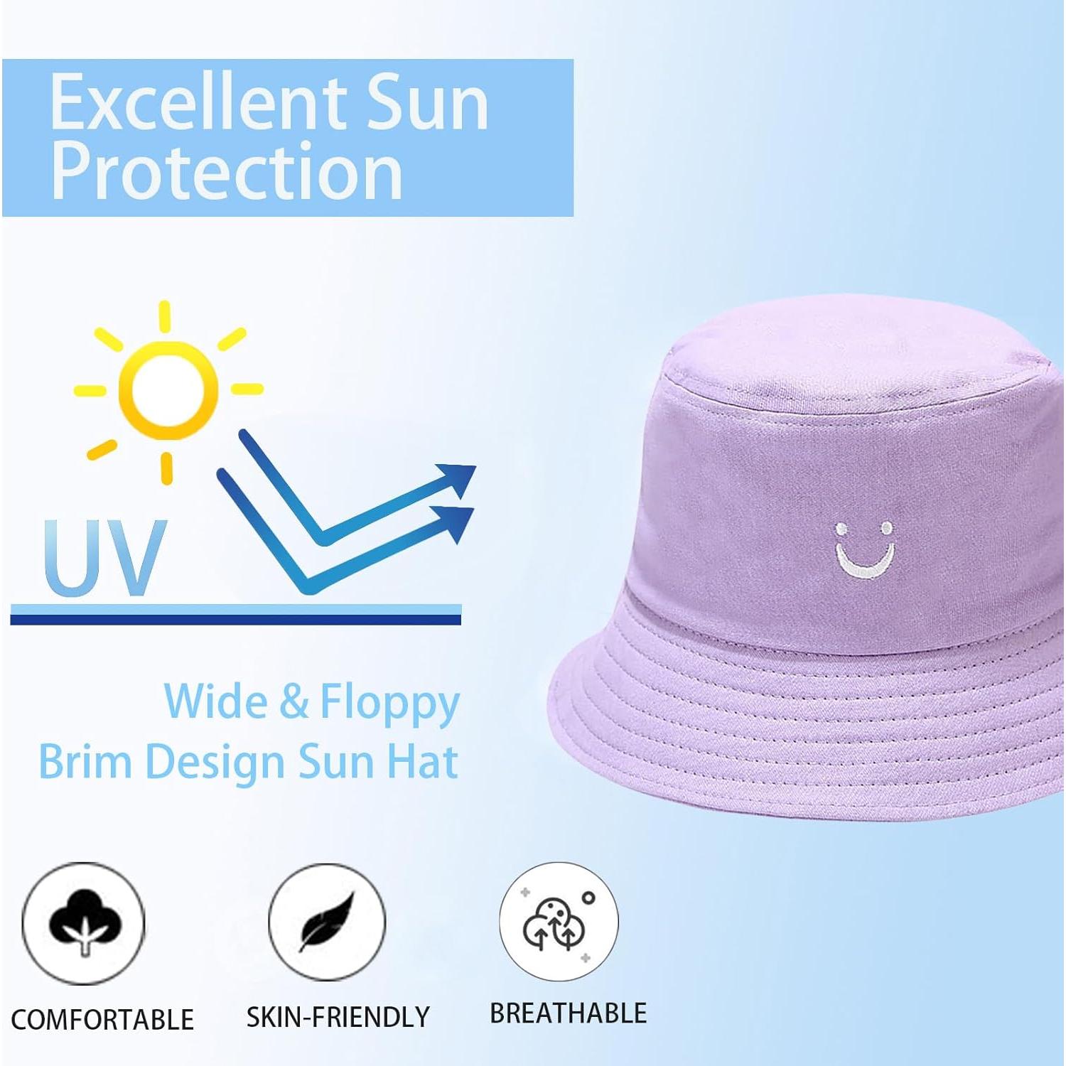 Sombrero de Sol para Niños Algodón Reversible Cara Sonriente