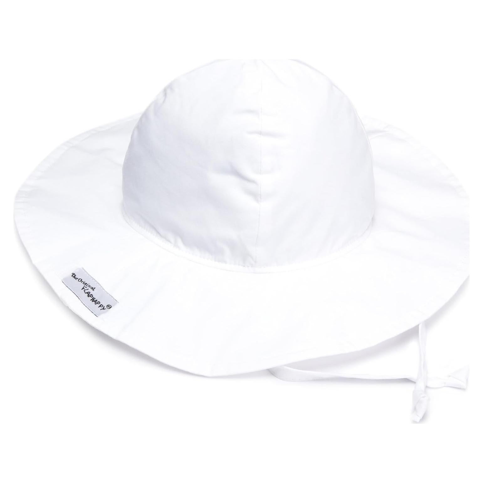 Sombrero Floppy Flap Happy UPF 50+ para Niñas - Grande Blanco