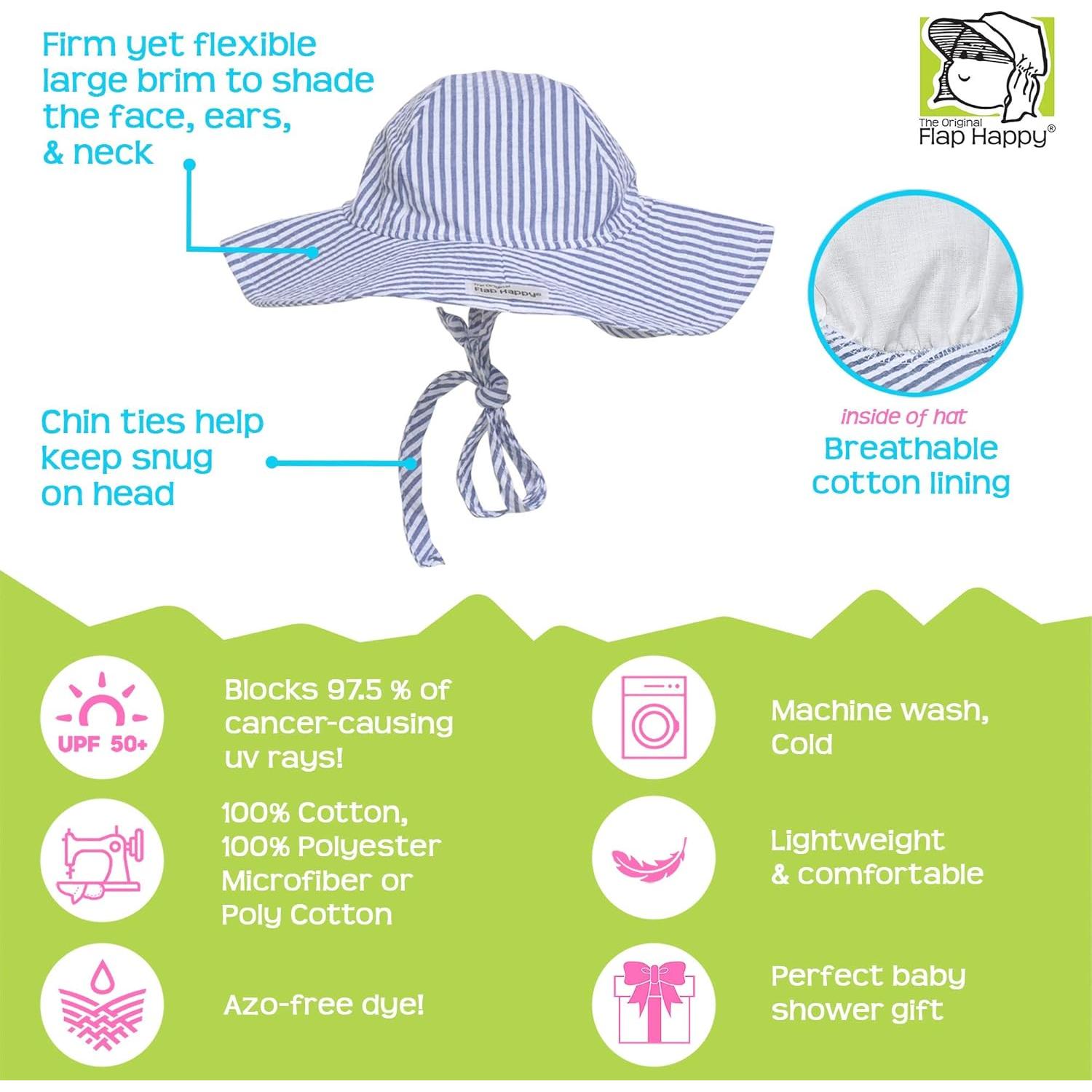 Sombrero Floppy Flap Happy UPF 50+ para Niñas - Grande Blanco