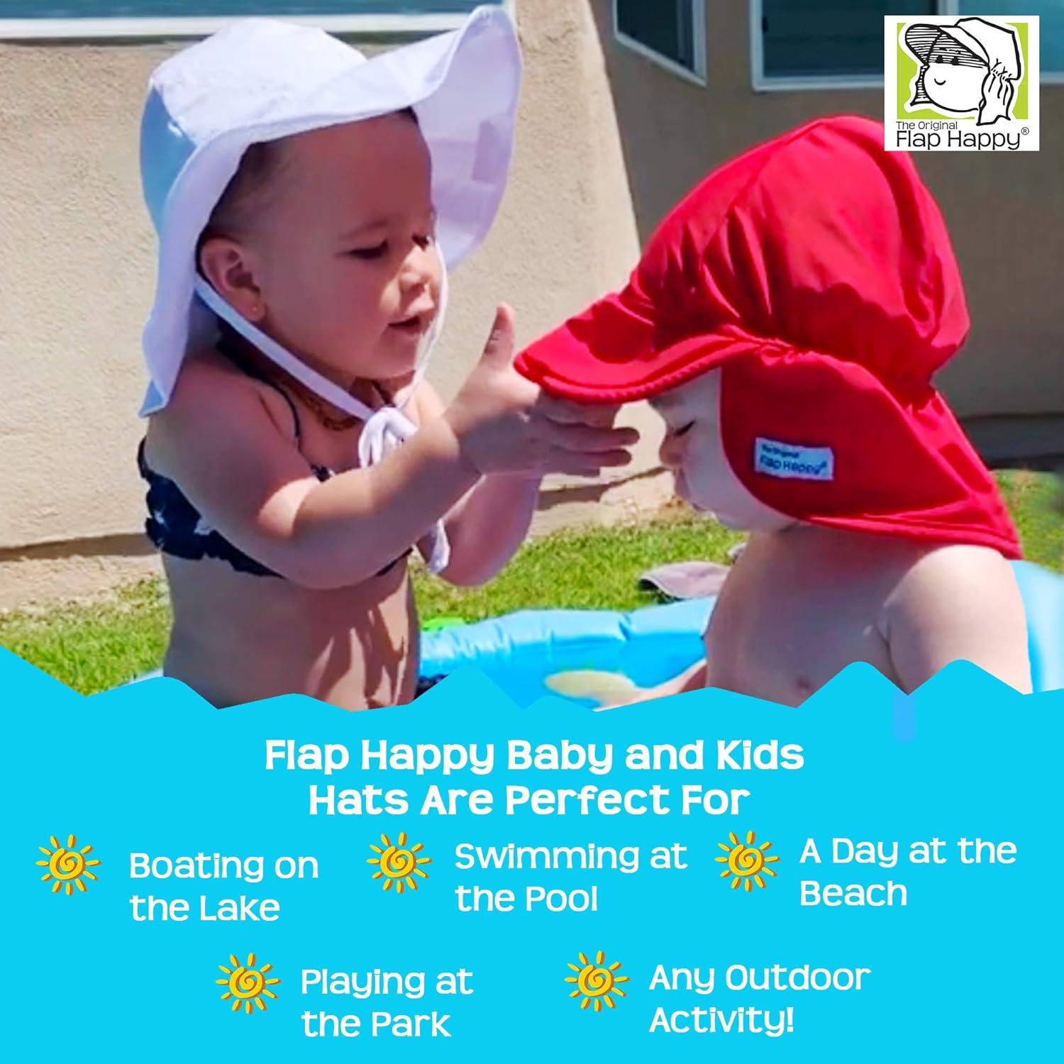 Sombrero Floppy Flap Happy UPF 50+ para Niñas - Grande Blanco